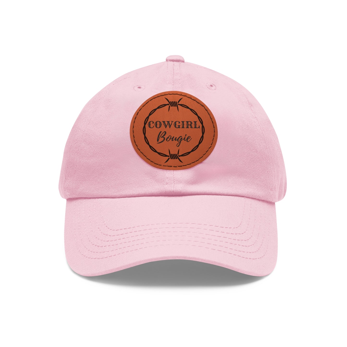 Cowgirl Bougie Barbed Wire Circle Logo Hat with Leather Patch (Round)
