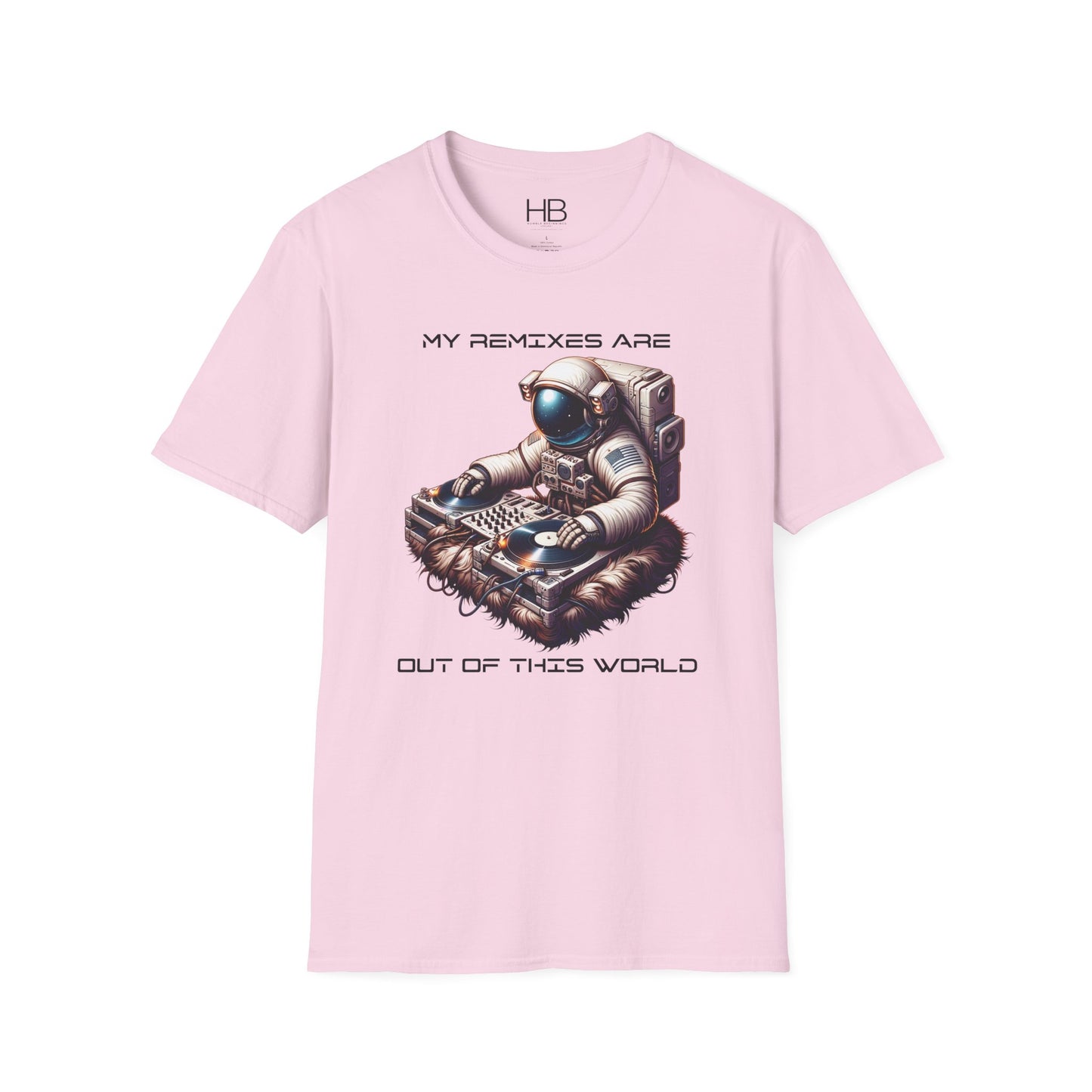 Astronaut DJ Unisex Softstyle T-Shirt Black Letter