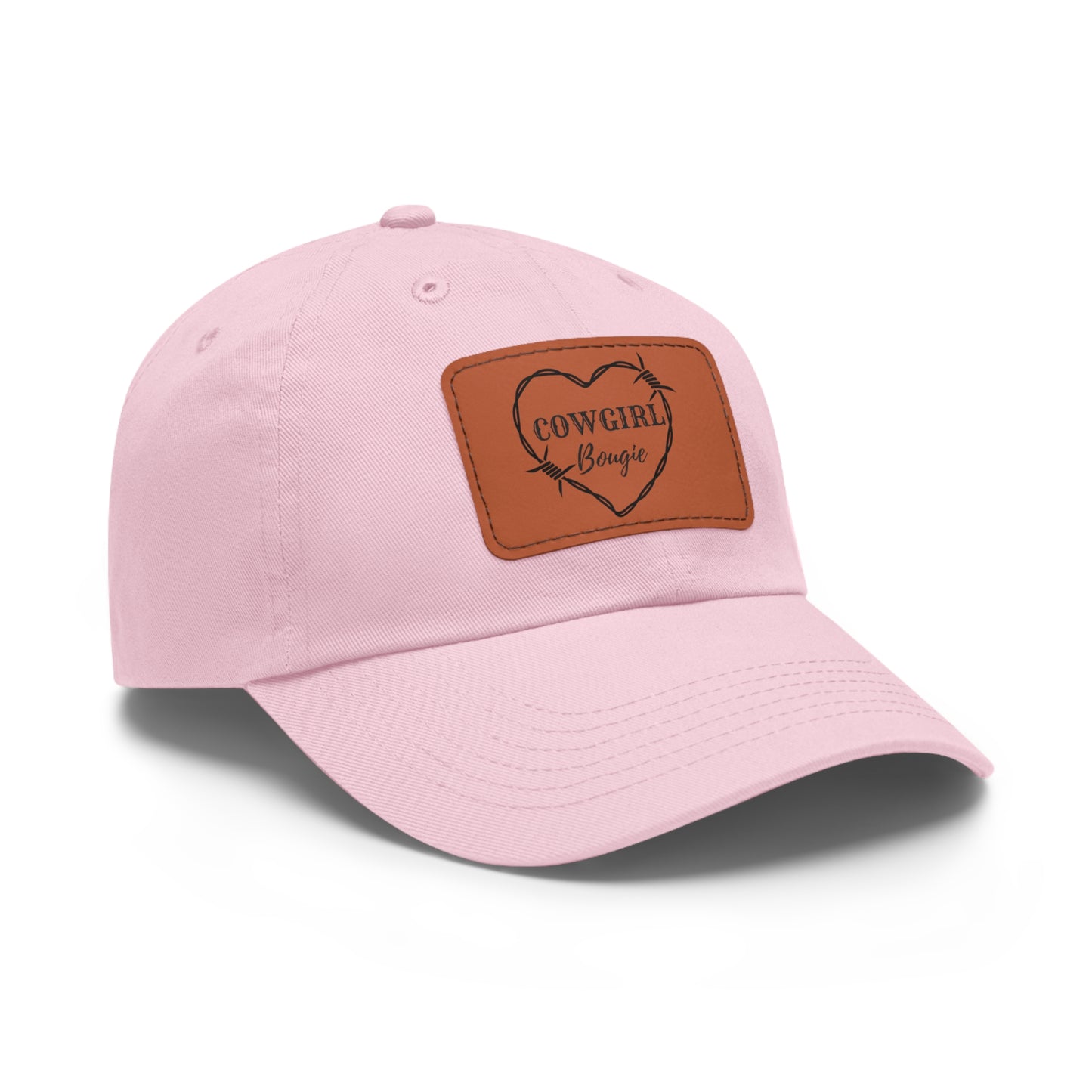 Cowgirl Bougie Barbed Wire Heart Logo Hat with Leather Patch (Rectangle)