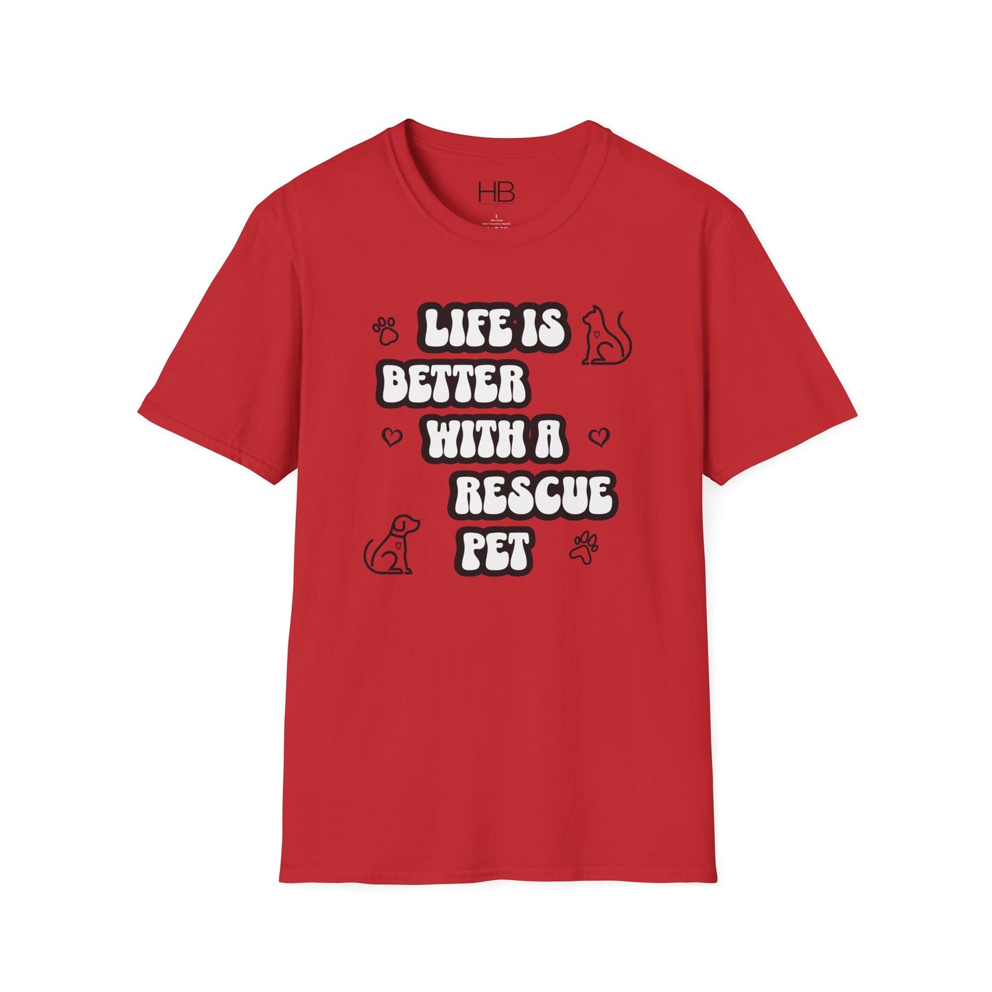 Life Is Better with a Rescue Pet Unisex Softstyle T-Shirt