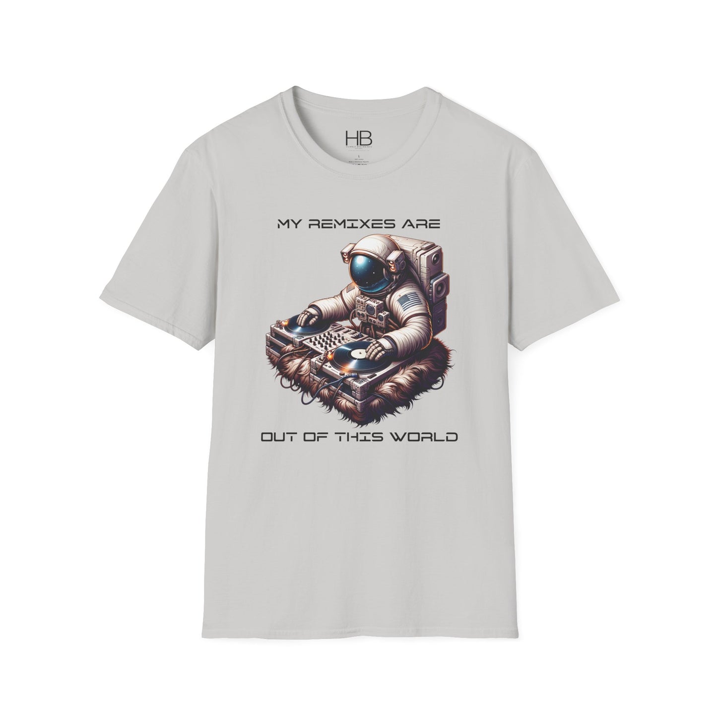 Astronaut DJ Unisex Softstyle T-Shirt Black Letter