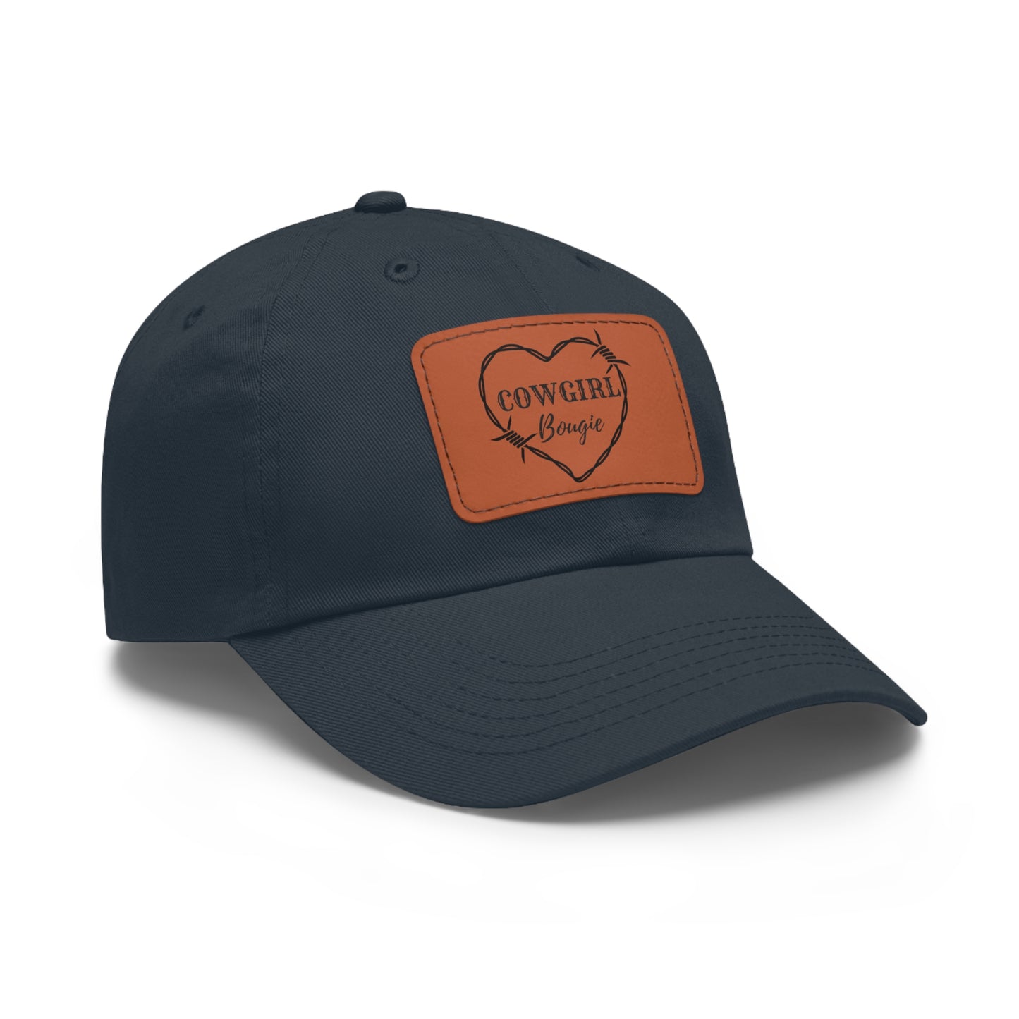 Cowgirl Bougie Barbed Wire Heart Logo Hat with Leather Patch (Rectangle)
