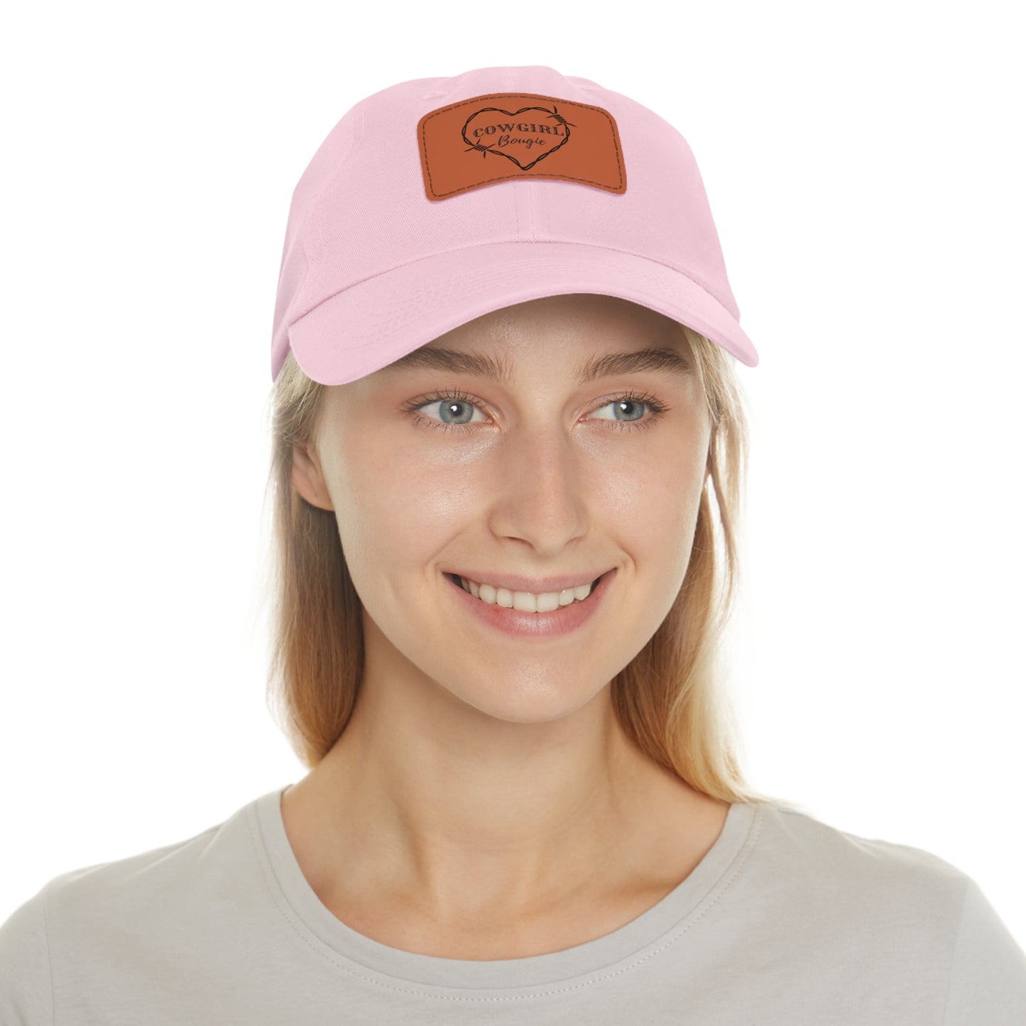 Cowgirl Bougie Barbed Wire Heart Logo Hat with Leather Patch (Rectangle)