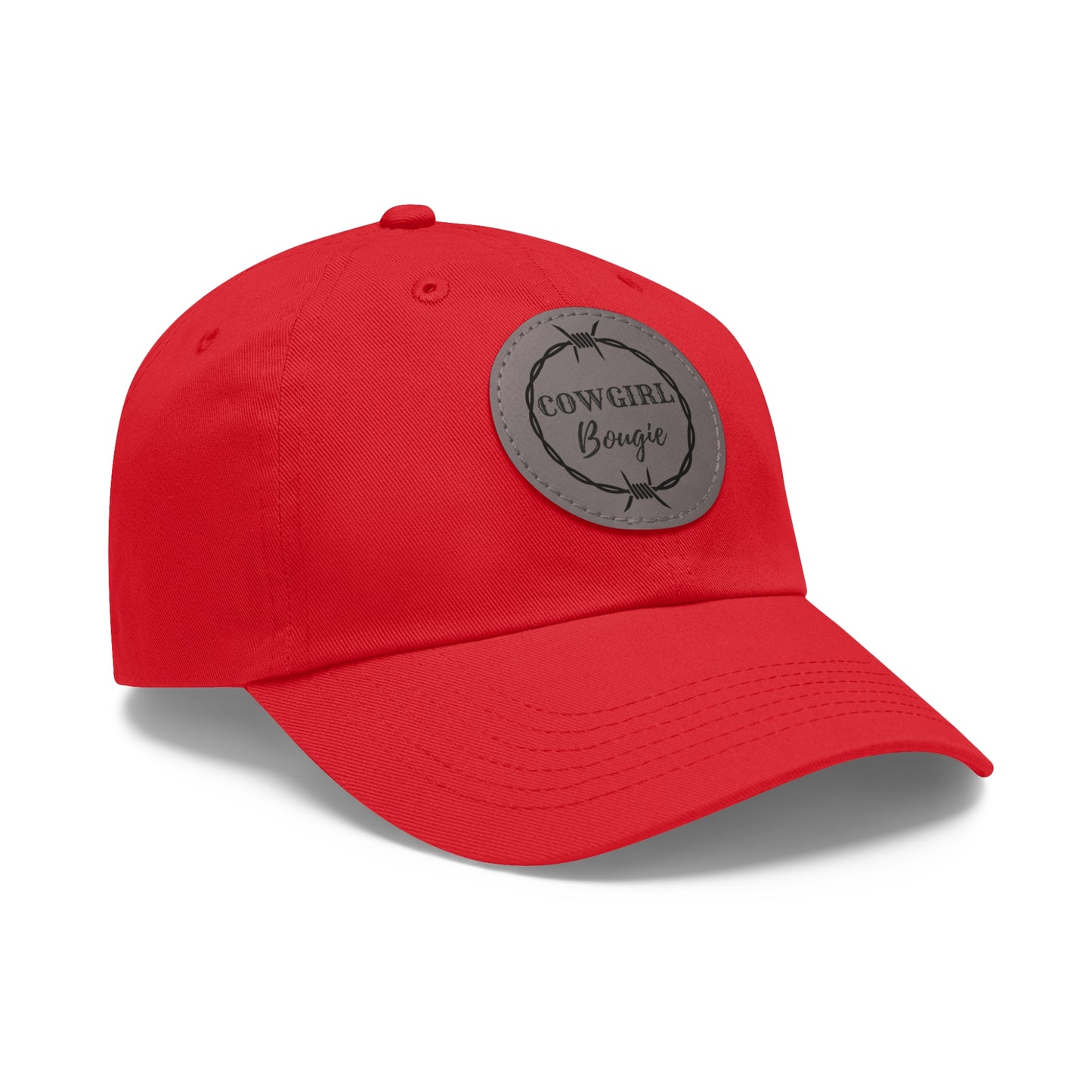 Cowgirl Bougie Barbed Wire Circle Logo Hat with Leather Patch (Round)