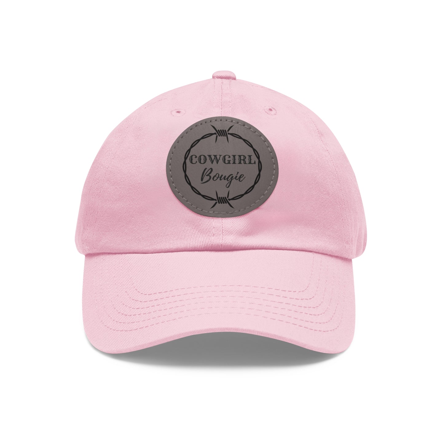 Cowgirl Bougie Barbed Wire Circle Logo Hat with Leather Patch (Round)