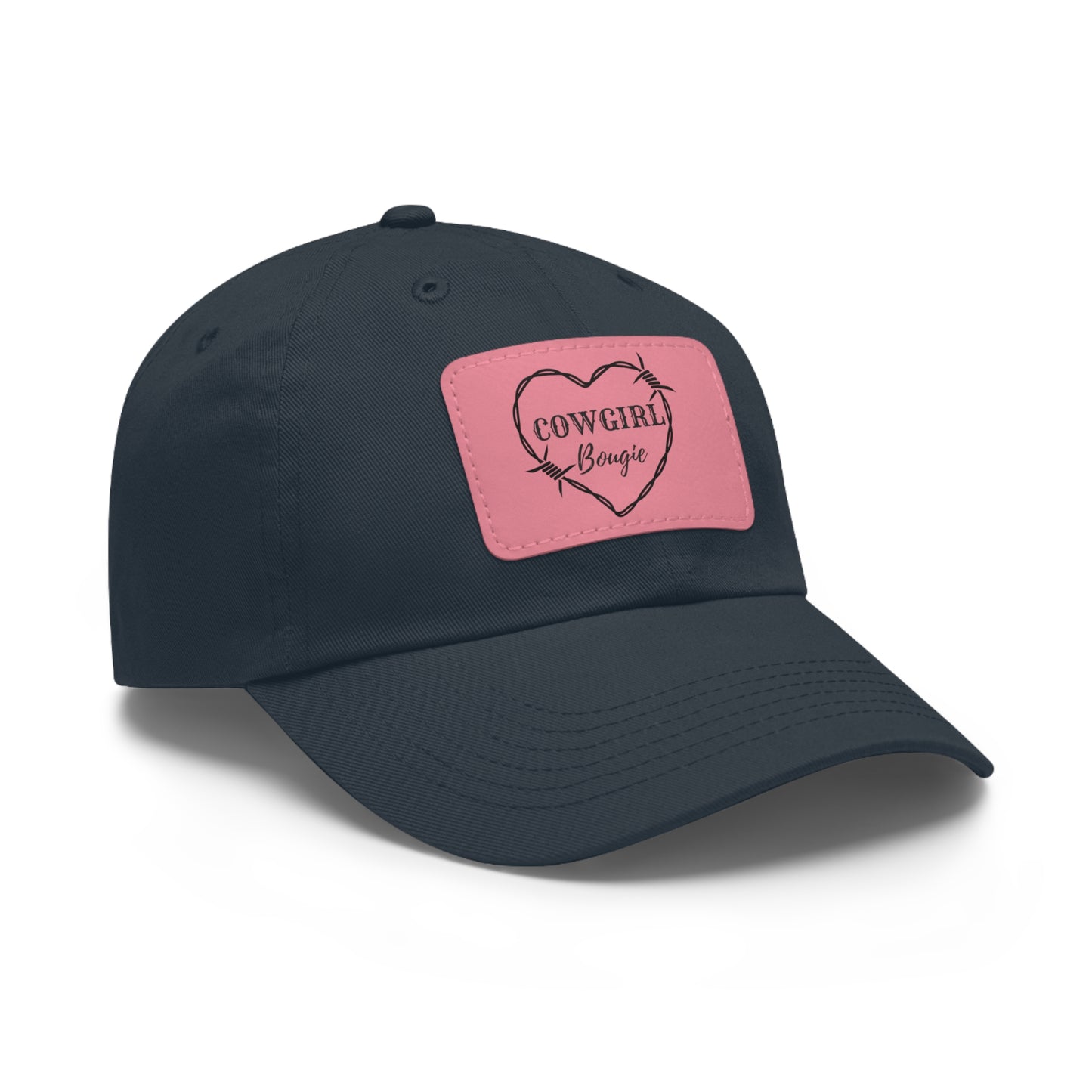 Cowgirl Bougie Barbed Wire Heart Logo Hat with Leather Patch (Rectangle)