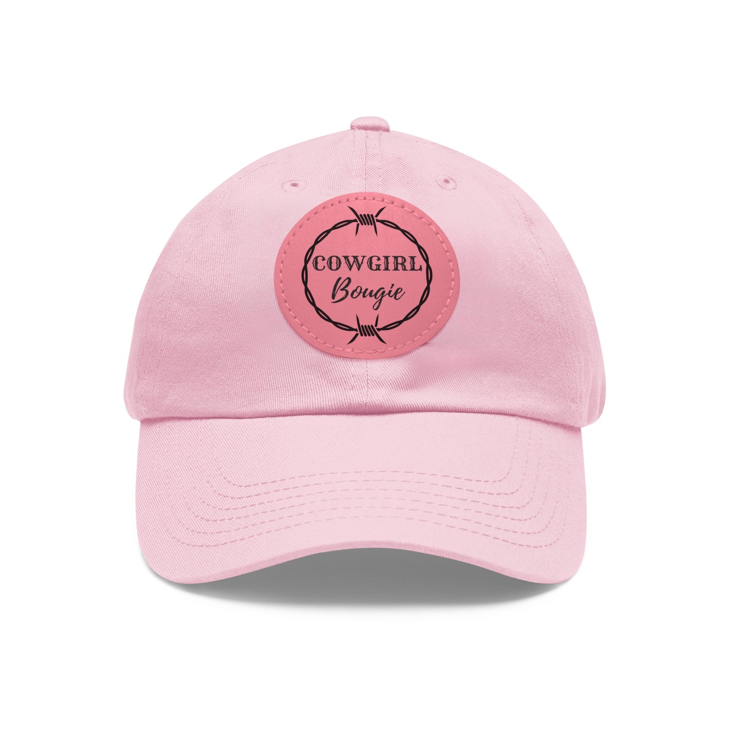 Cowgirl Bougie Barbed Wire Circle Logo Hat with Leather Patch (Round)