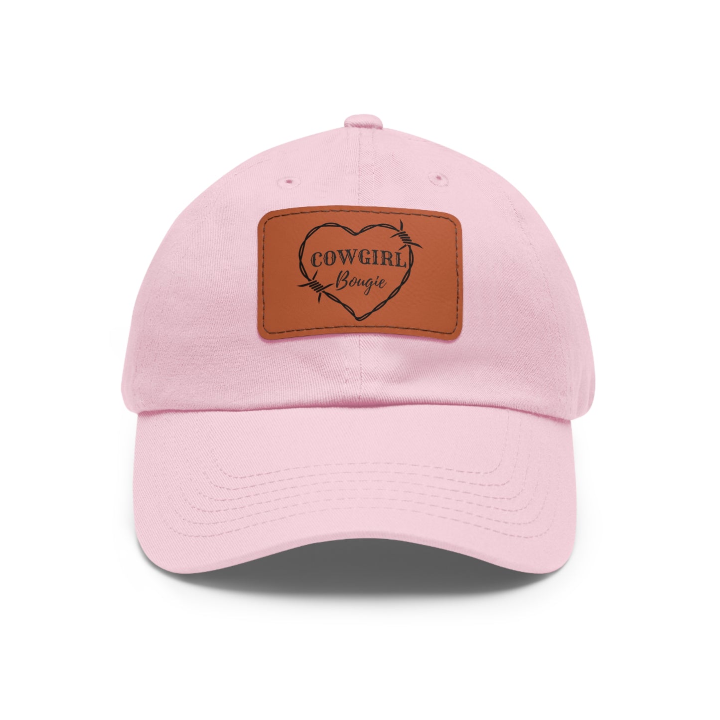 Cowgirl Bougie Barbed Wire Heart Logo Hat with Leather Patch (Rectangle)