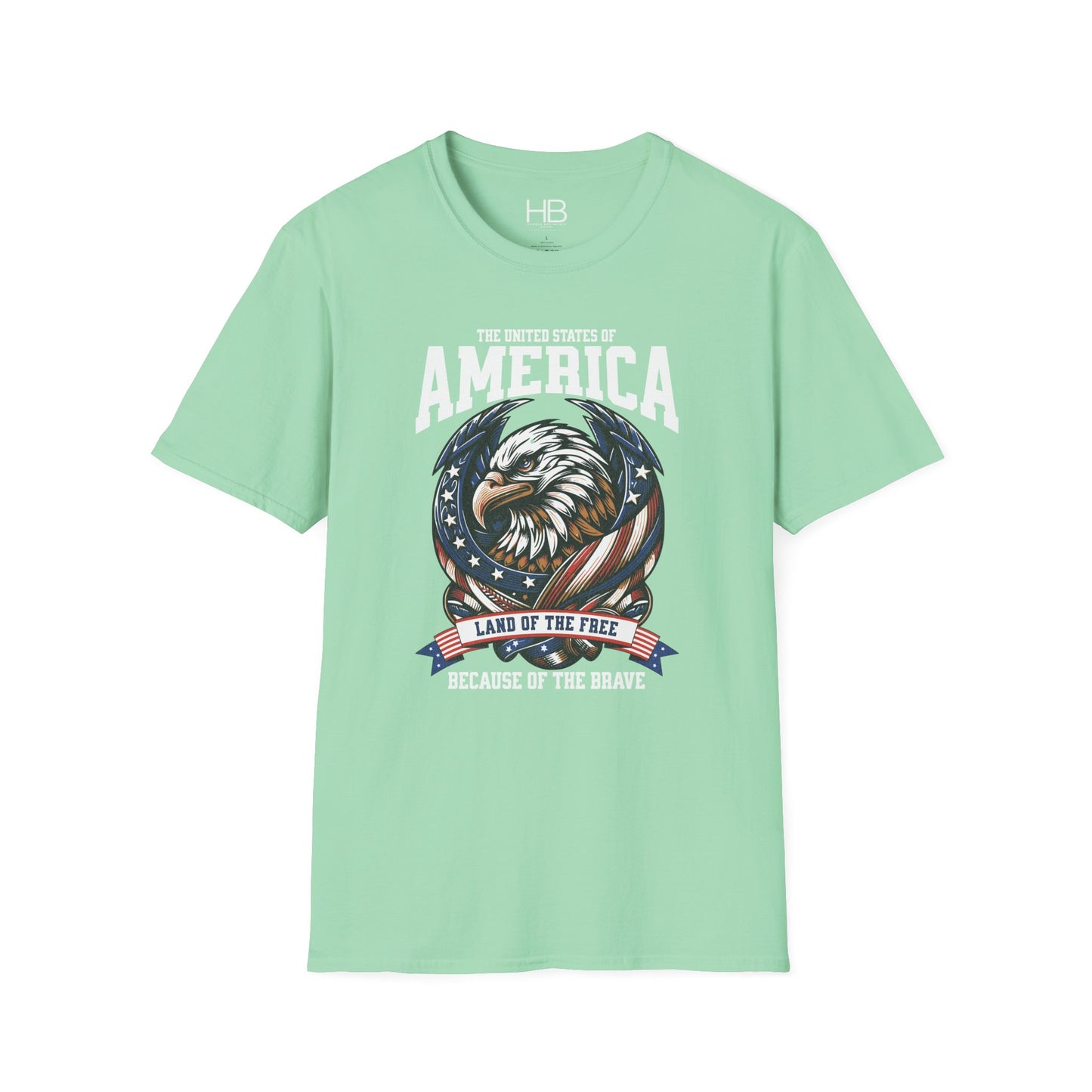 Land Of The Free Unisex Softstyle T-Shirt Black Letter