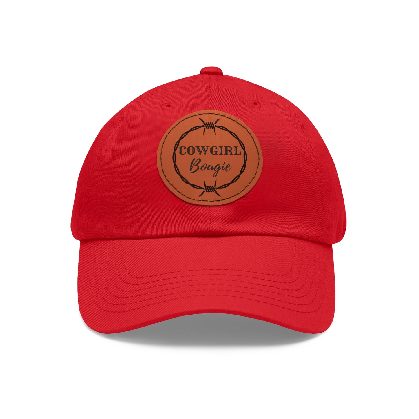 Cowgirl Bougie Barbed Wire Circle Logo Hat with Leather Patch (Round)
