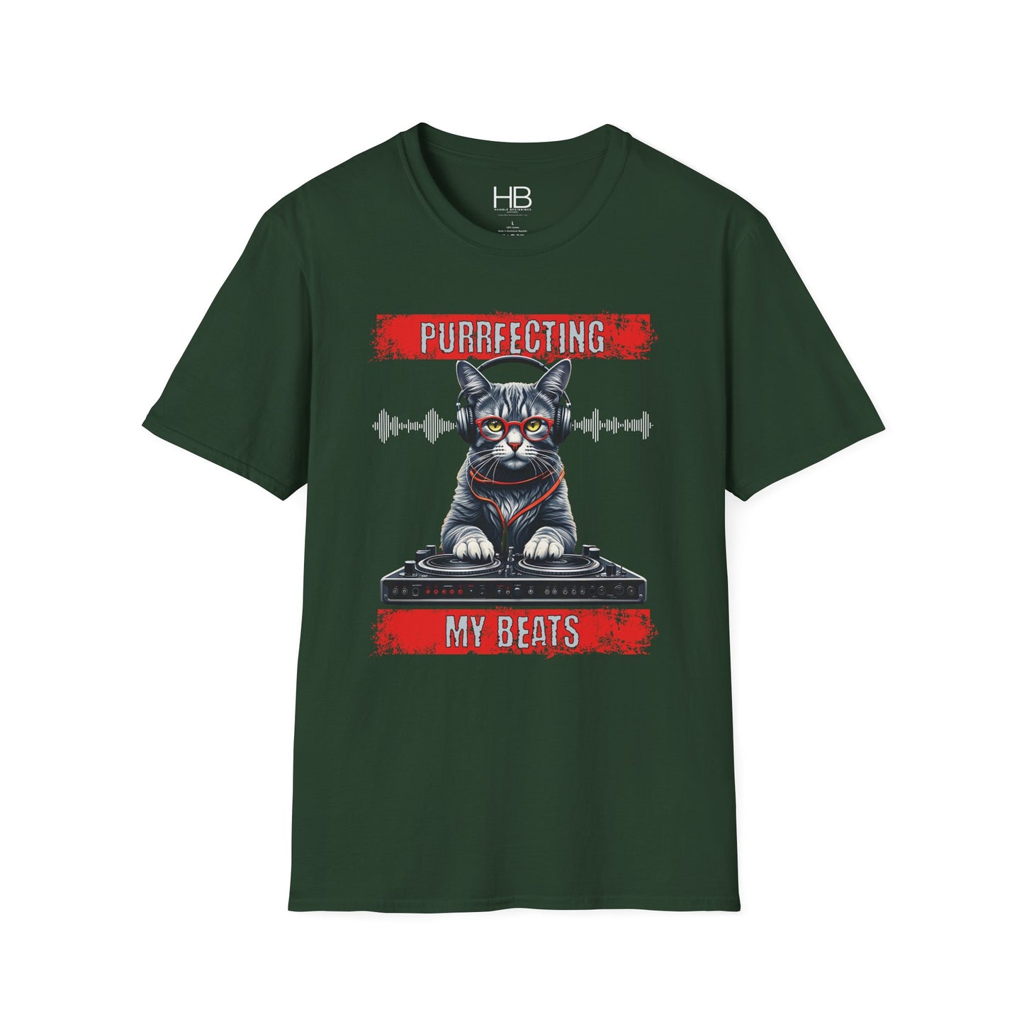 Purrfecting My Beats Unisex Softstyle T-Shirt White Wave
