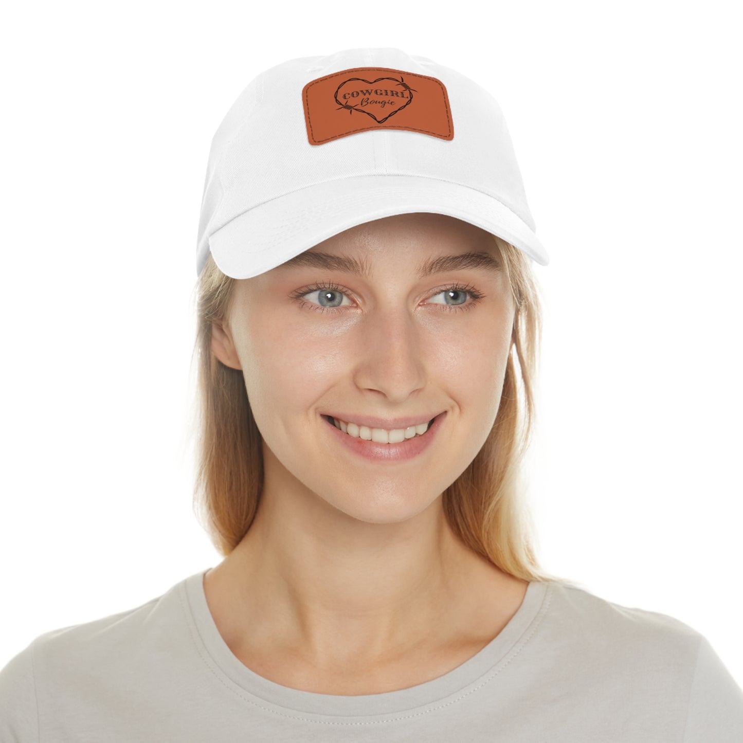 Cowgirl Bougie Barbed Wire Heart Logo Hat with Leather Patch (Rectangle)