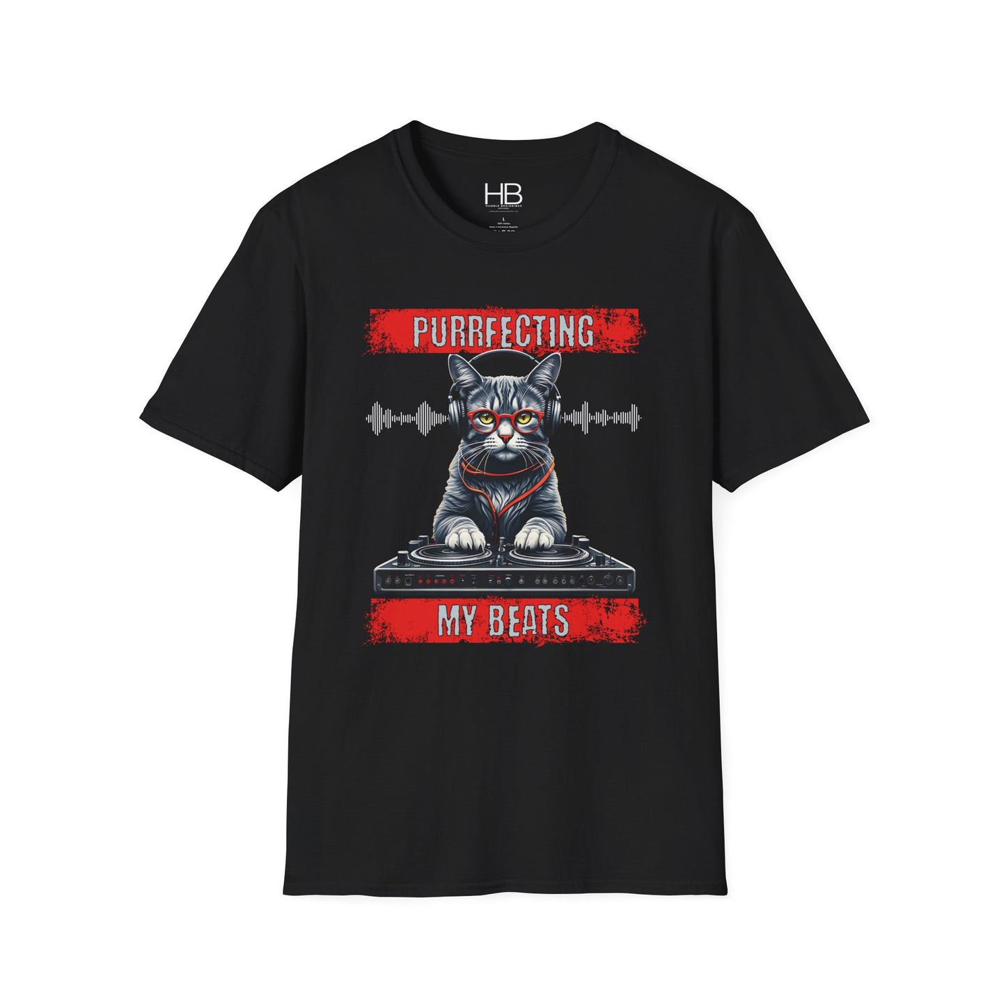 Purrfecting My Beats Unisex Softstyle T-Shirt White Wave