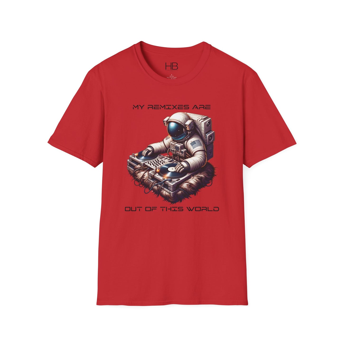 Astronaut DJ Unisex Softstyle T-Shirt Black Letter