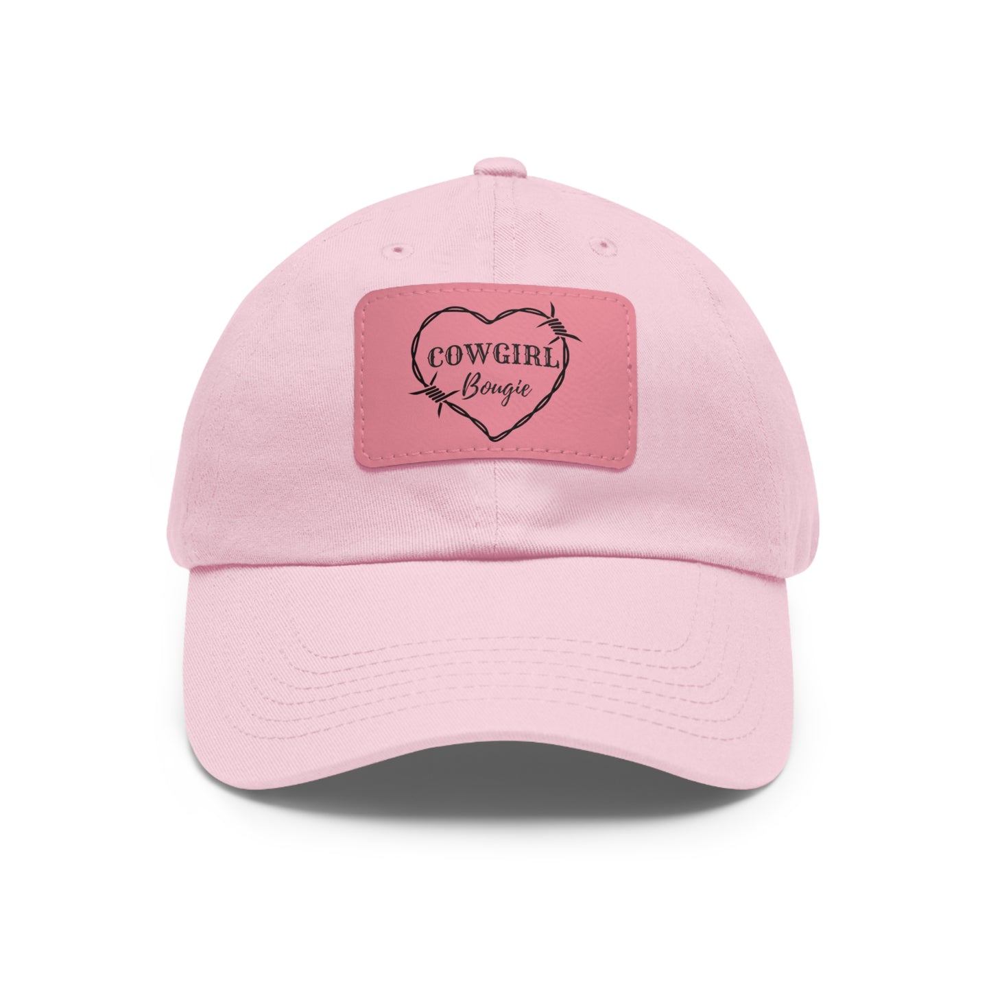 Cowgirl Bougie Barbed Wire Heart Logo Hat with Leather Patch (Rectangle)