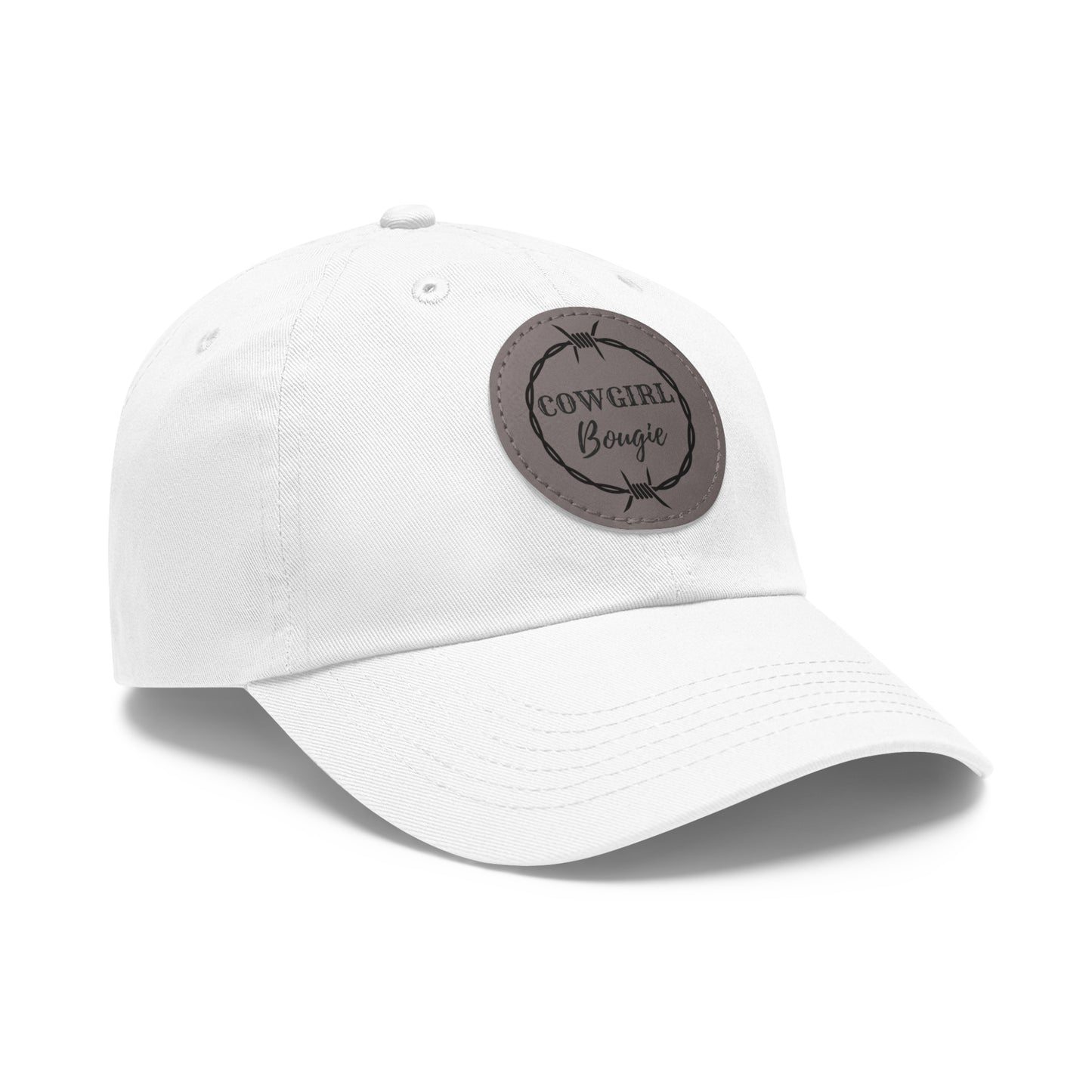 Cowgirl Bougie Barbed Wire Circle Logo Hat with Leather Patch (Round)