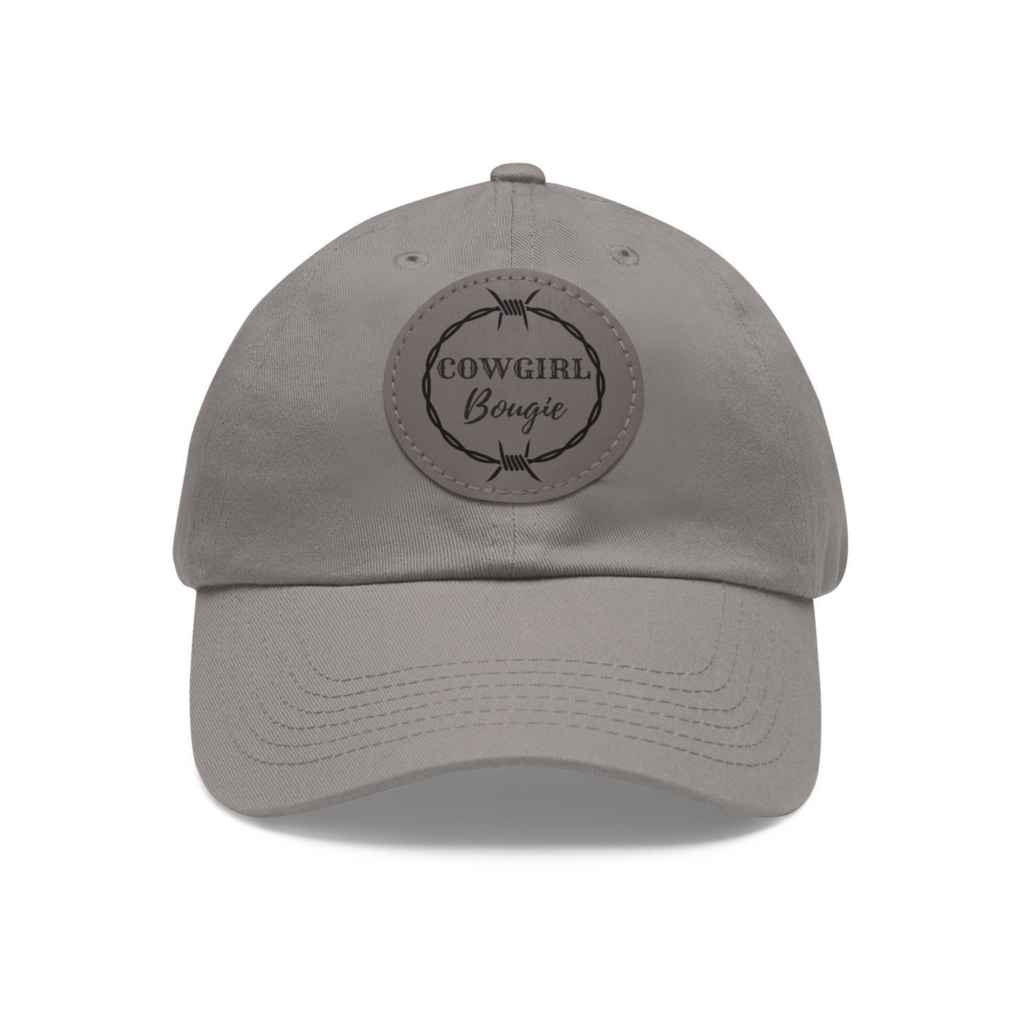 Cowgirl Bougie Barbed Wire Circle Logo Hat with Leather Patch (Round)