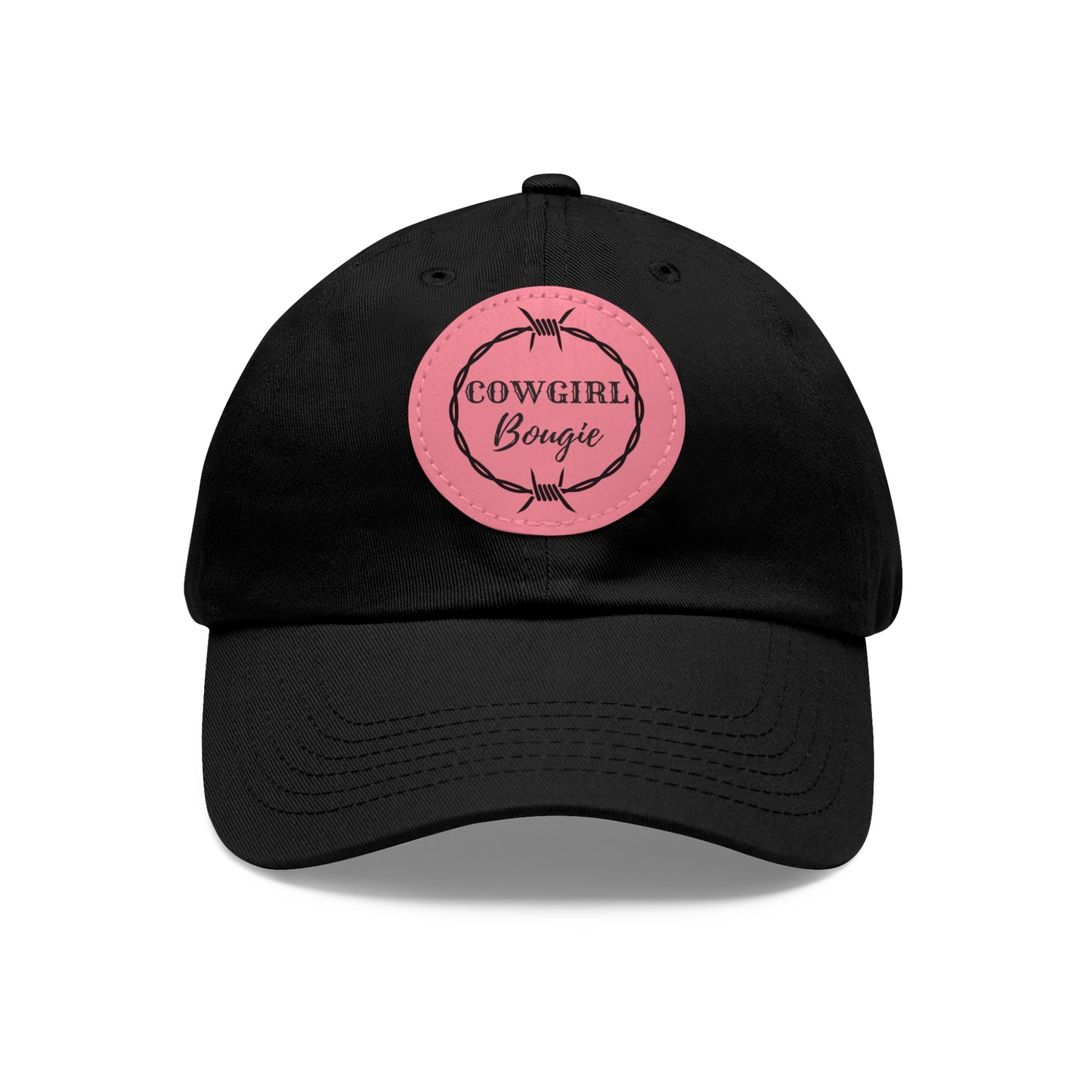 Cowgirl Bougie Barbed Wire Circle Logo Hat with Leather Patch (Round)
