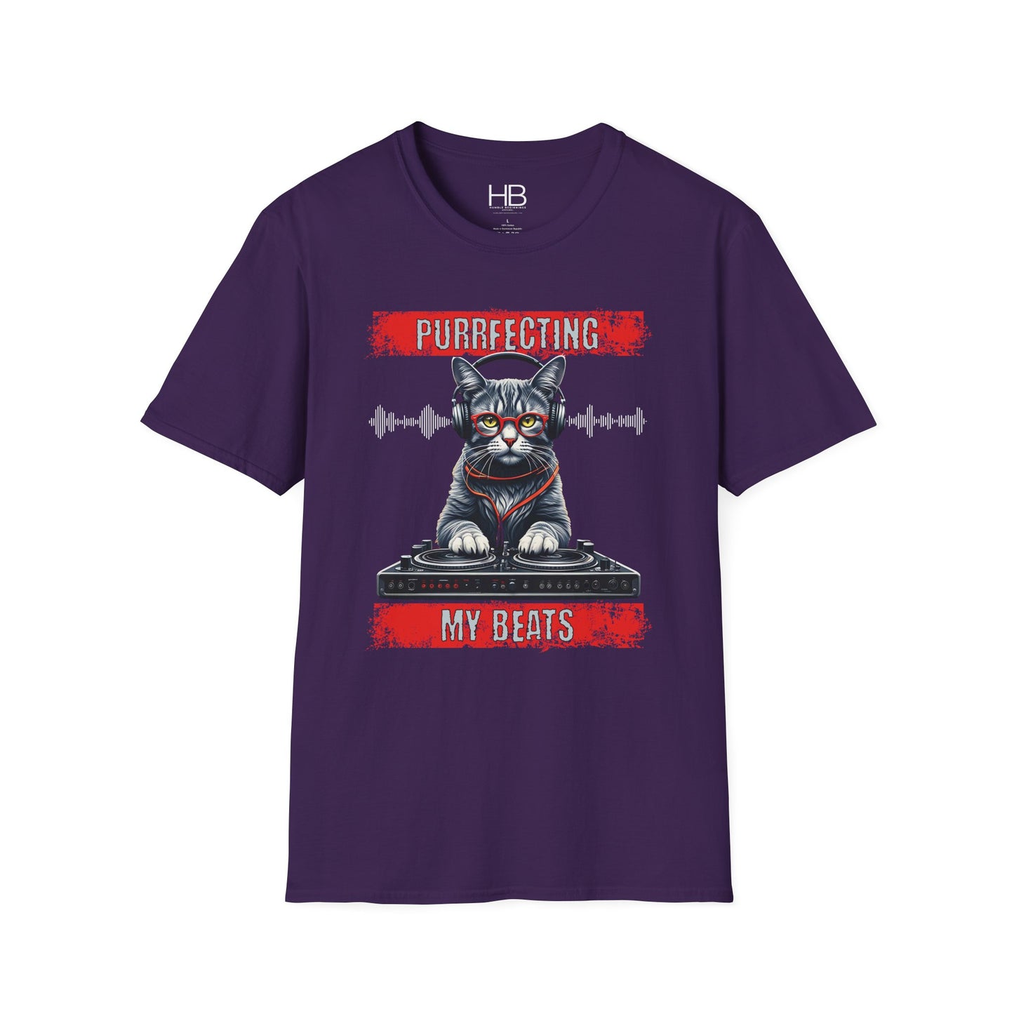 Purrfecting My Beats Unisex Softstyle T-Shirt White Wave