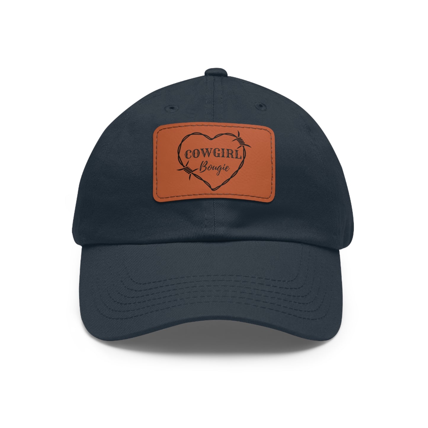 Cowgirl Bougie Barbed Wire Heart Logo Hat with Leather Patch (Rectangle)