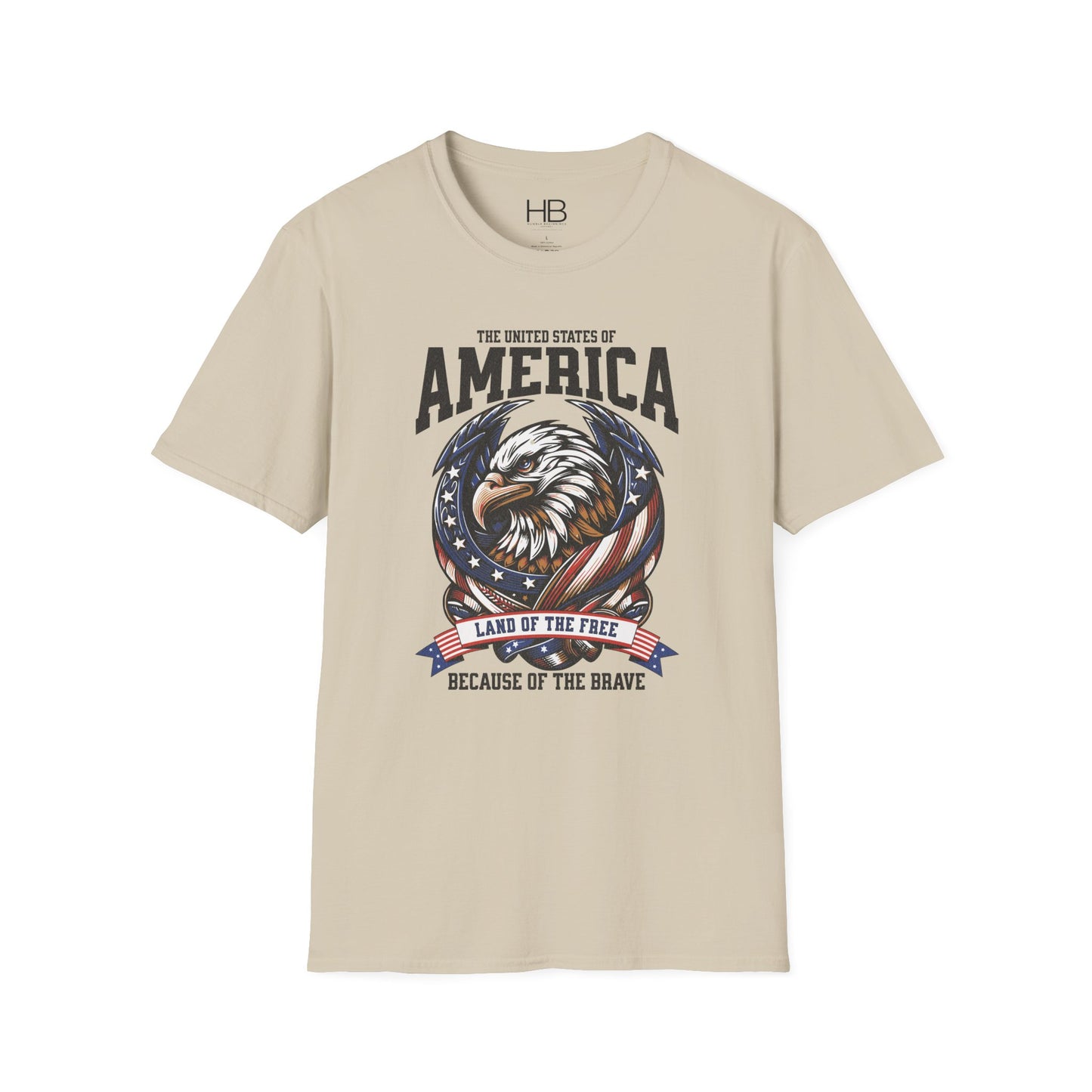 Land Of The Free Unisex Softstyle T-Shirt Black Letter