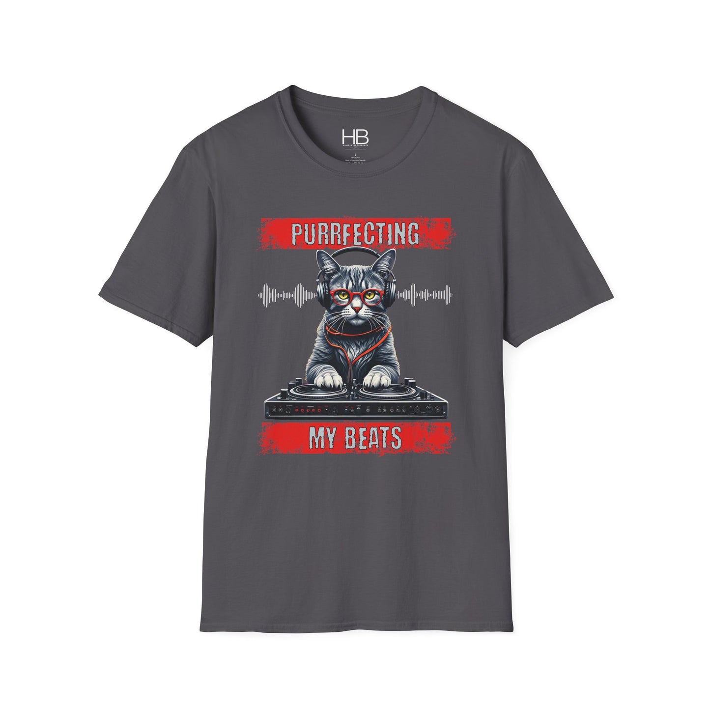 Purrfecting My Beats Unisex Softstyle T-Shirt White Wave