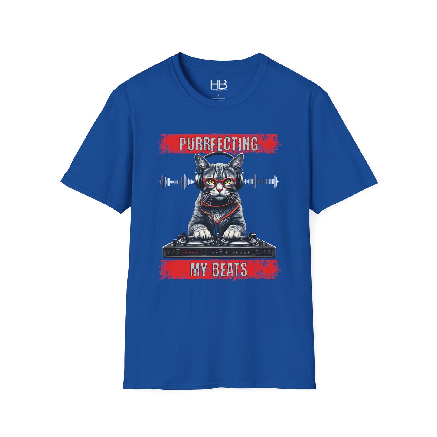 Purrfecting My Beats Unisex Softstyle T-Shirt White Wave