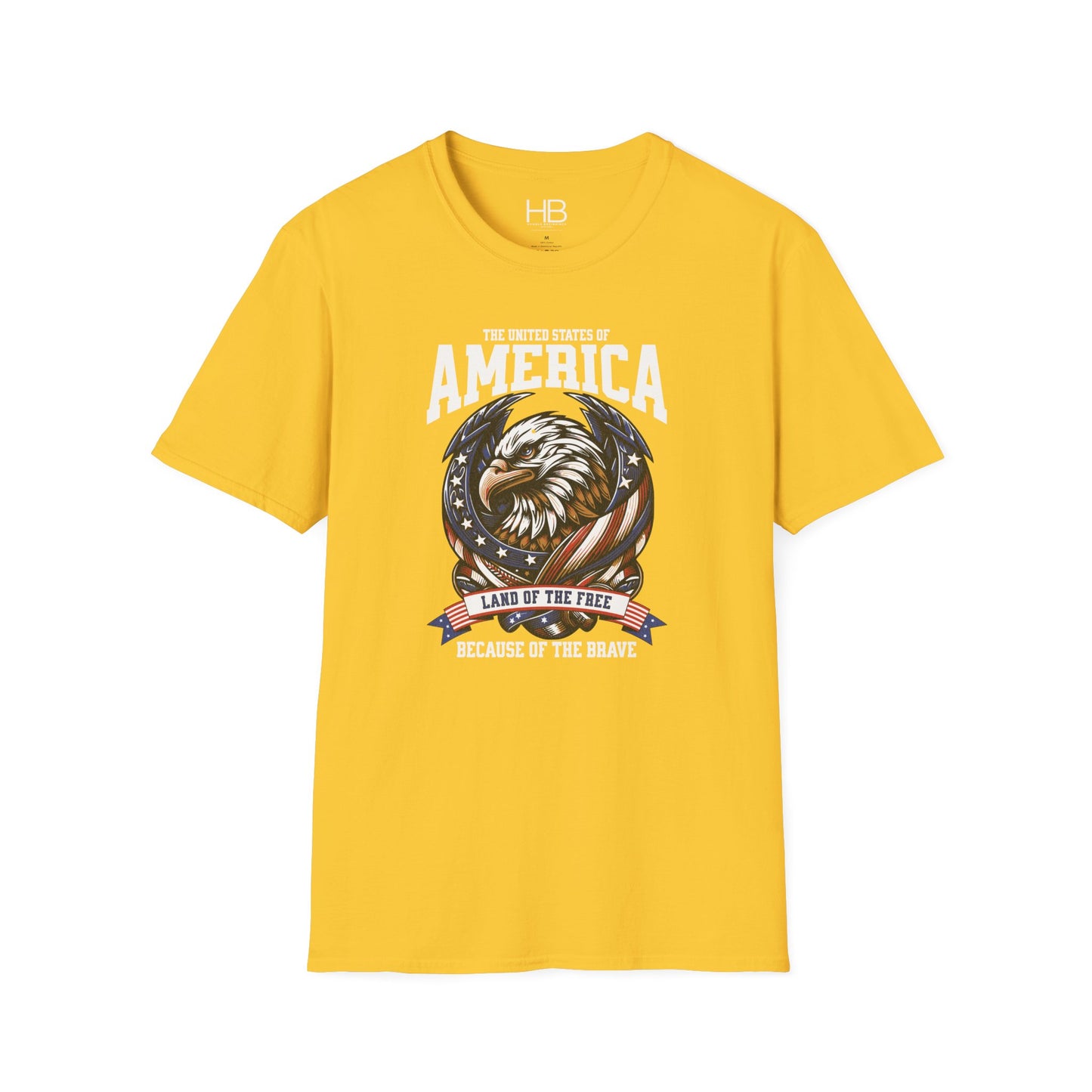 Land Of The Free Unisex Softstyle T-Shirt Black Letter