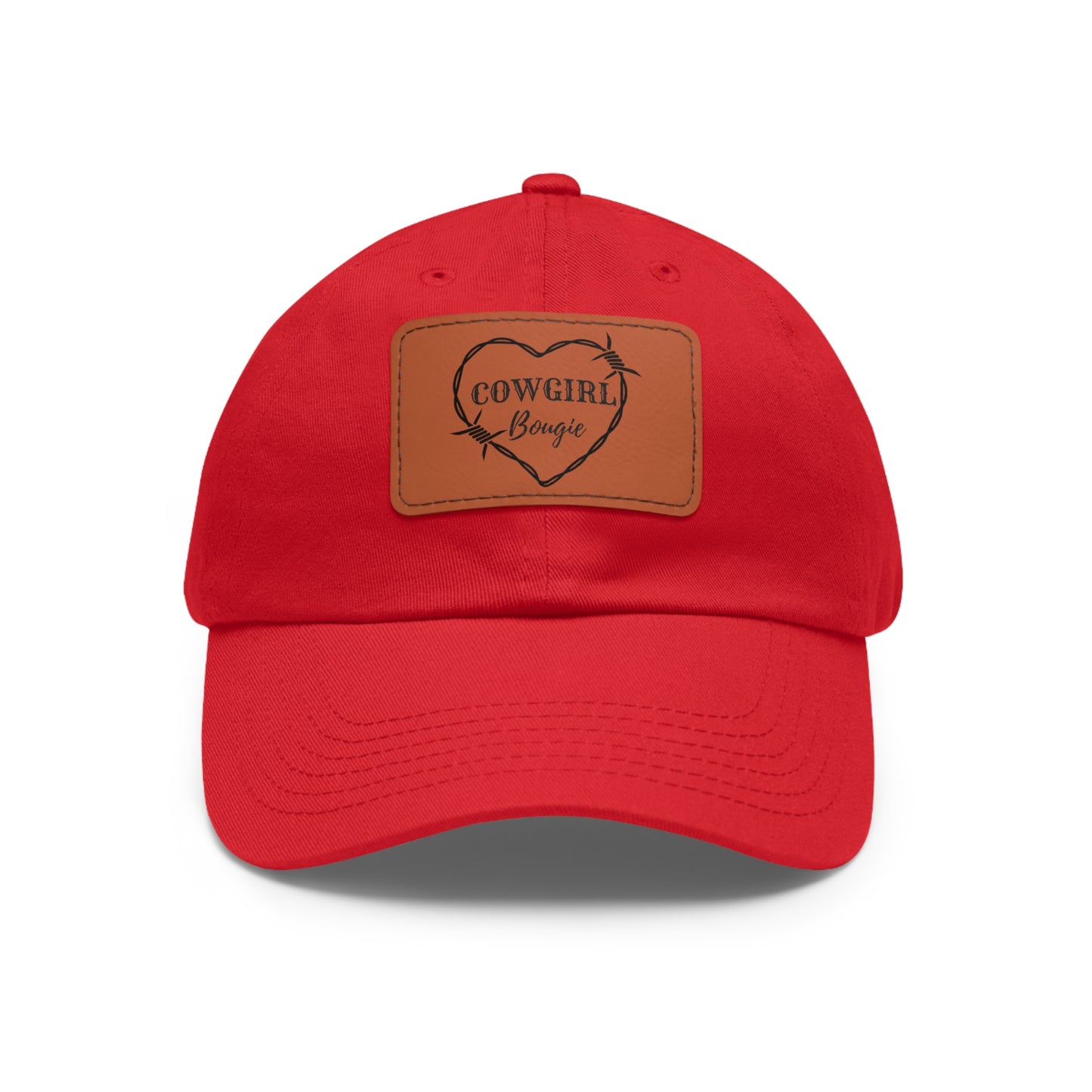 Cowgirl Bougie Barbed Wire Heart Logo Hat with Leather Patch (Rectangle)