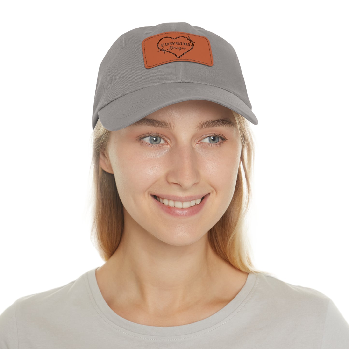 Cowgirl Bougie Barbed Wire Heart Logo Hat with Leather Patch (Rectangle)