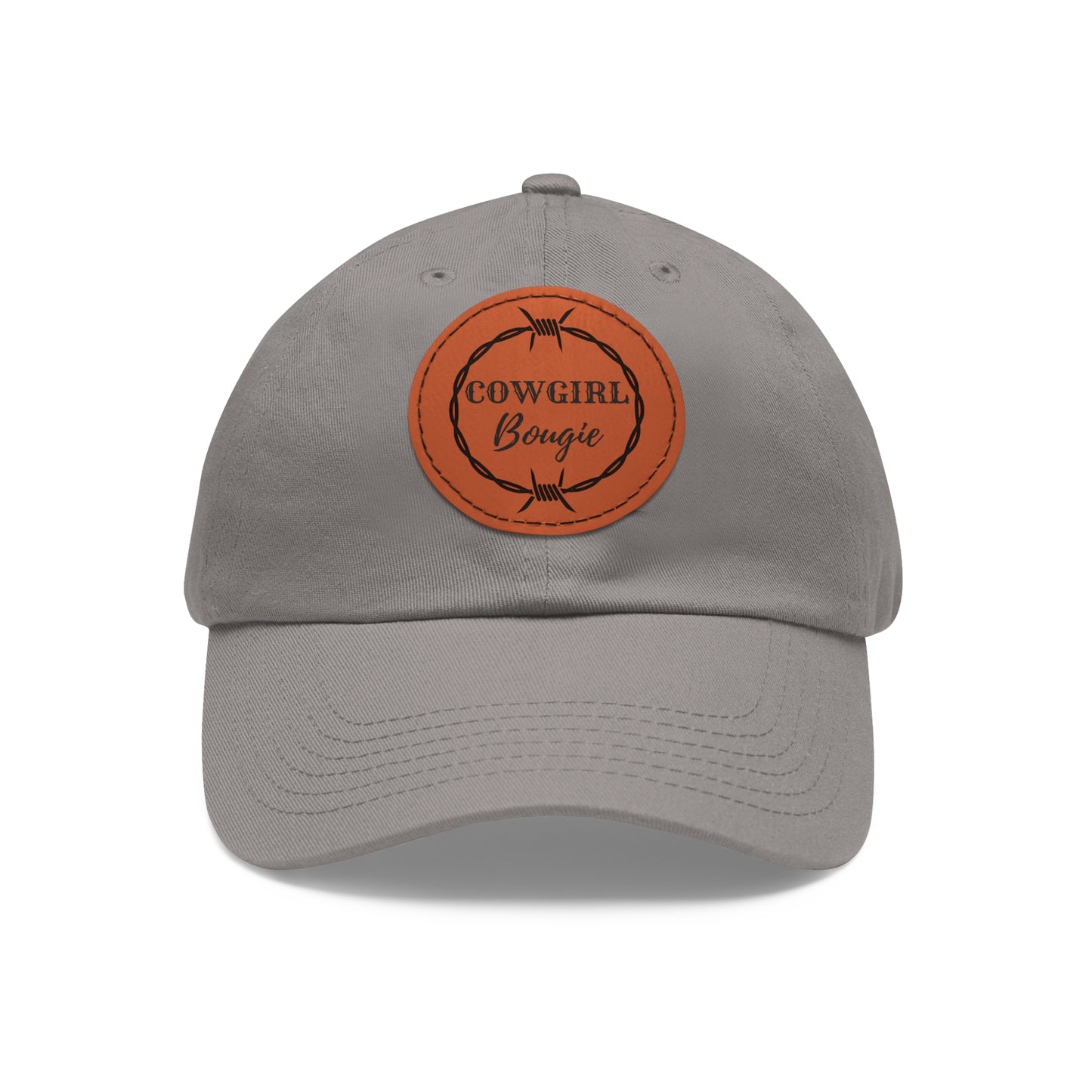 Cowgirl Bougie Barbed Wire Circle Logo Hat with Leather Patch (Round)