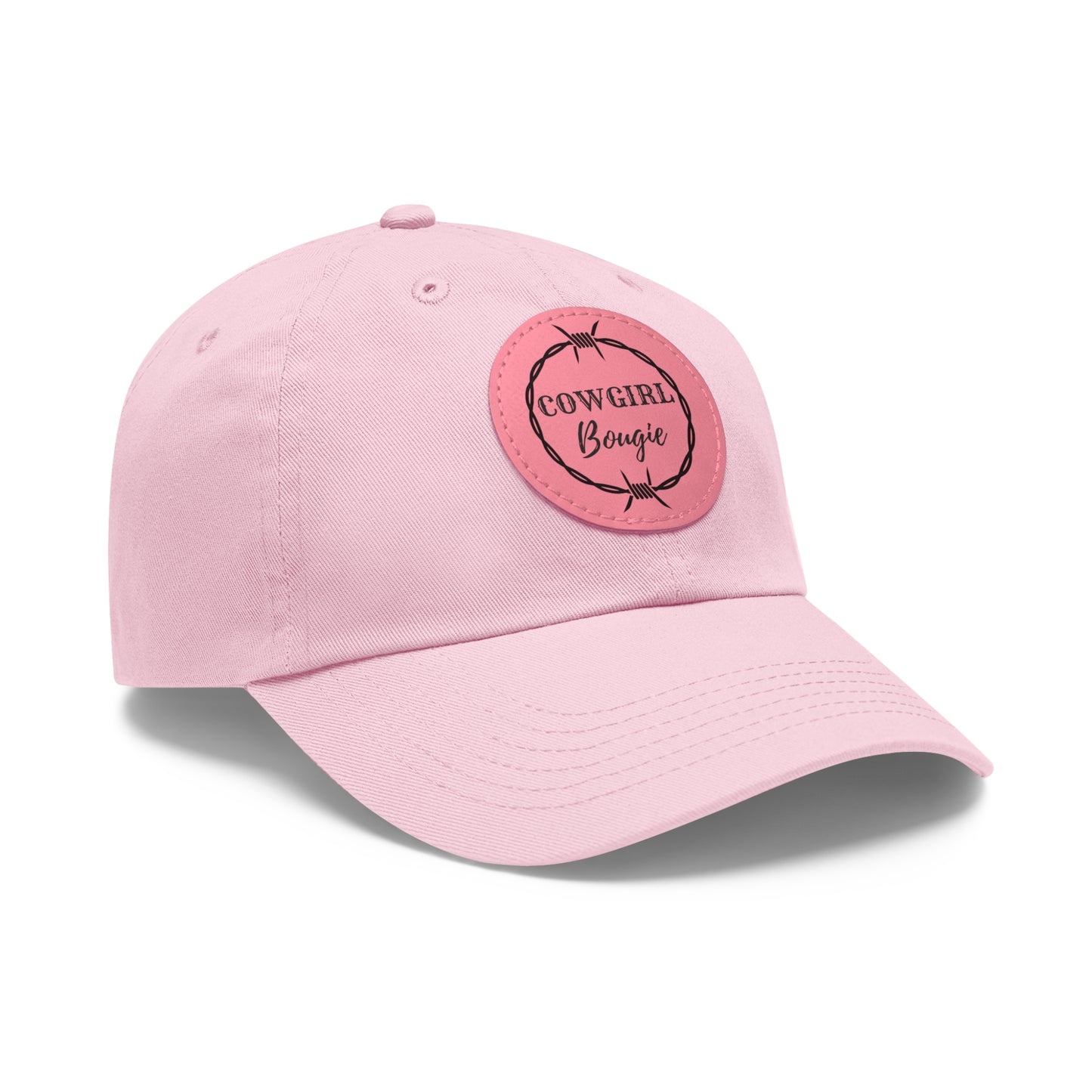 Cowgirl Bougie Barbed Wire Circle Logo Hat with Leather Patch (Round)