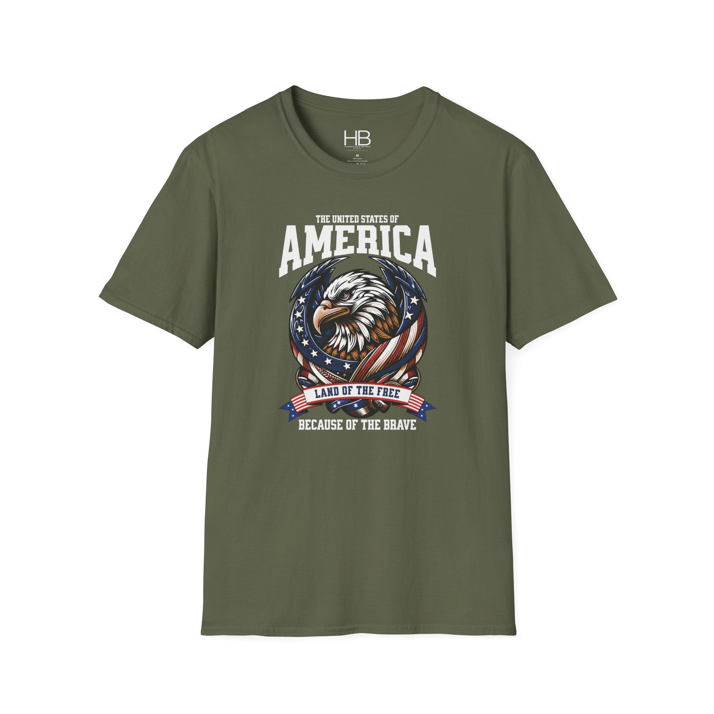 Land Of The Free Unisex Softstyle T-Shirt Black Letter