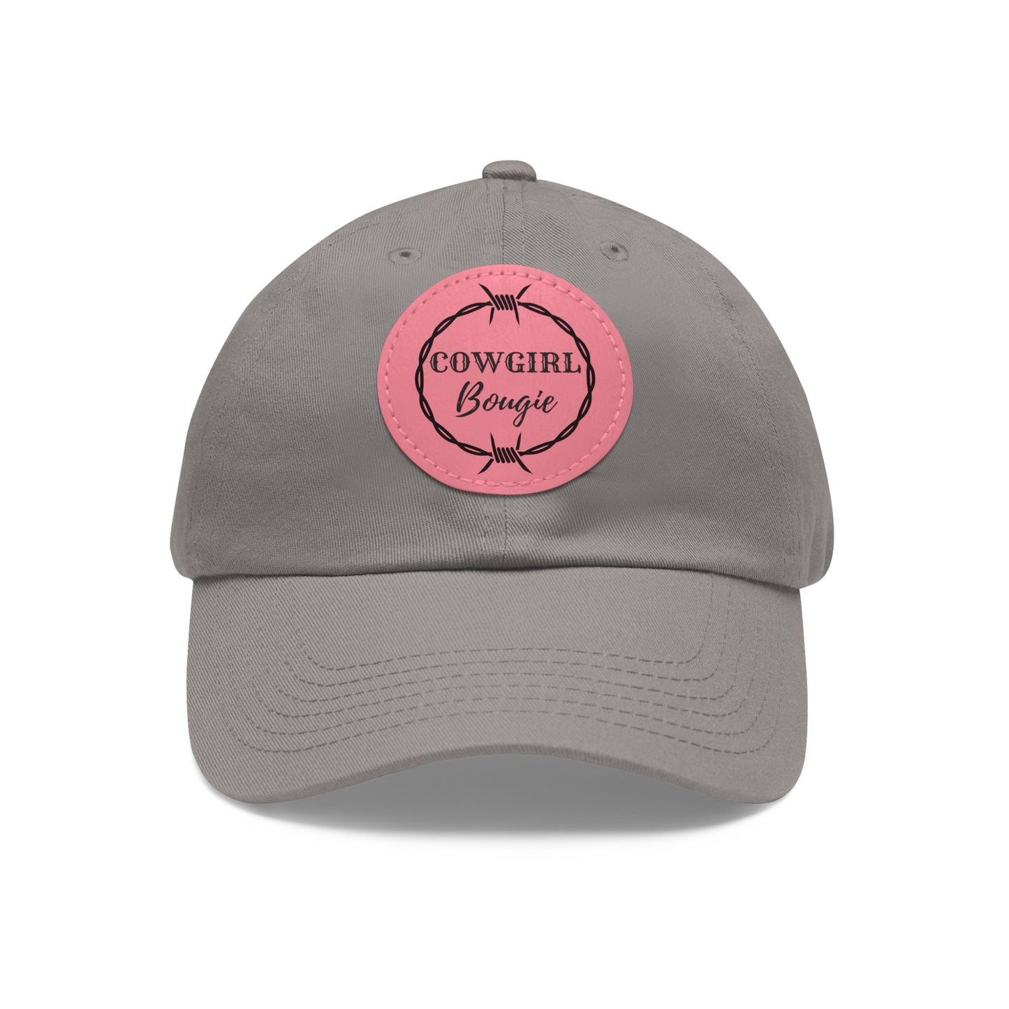 Cowgirl Bougie Barbed Wire Circle Logo Hat with Leather Patch (Round)