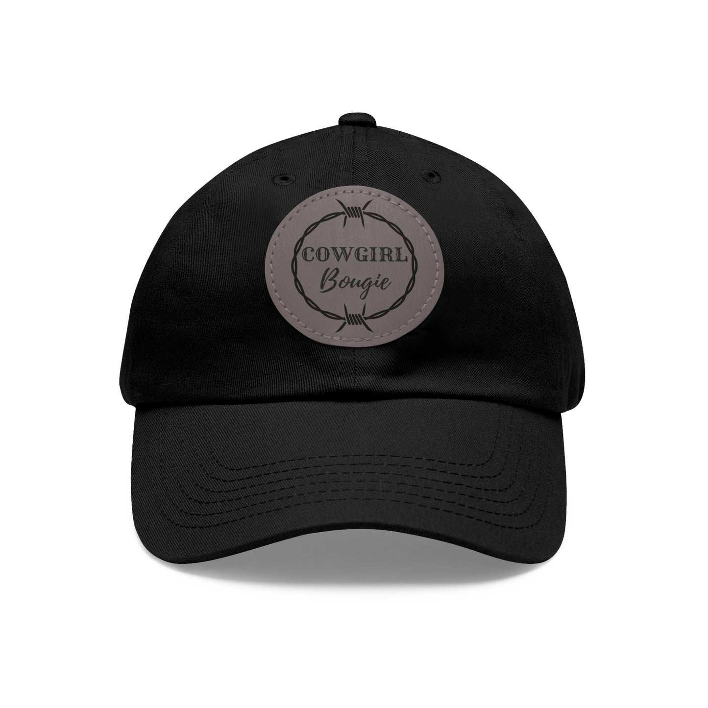 Cowgirl Bougie Barbed Wire Circle Logo Hat with Leather Patch (Round)