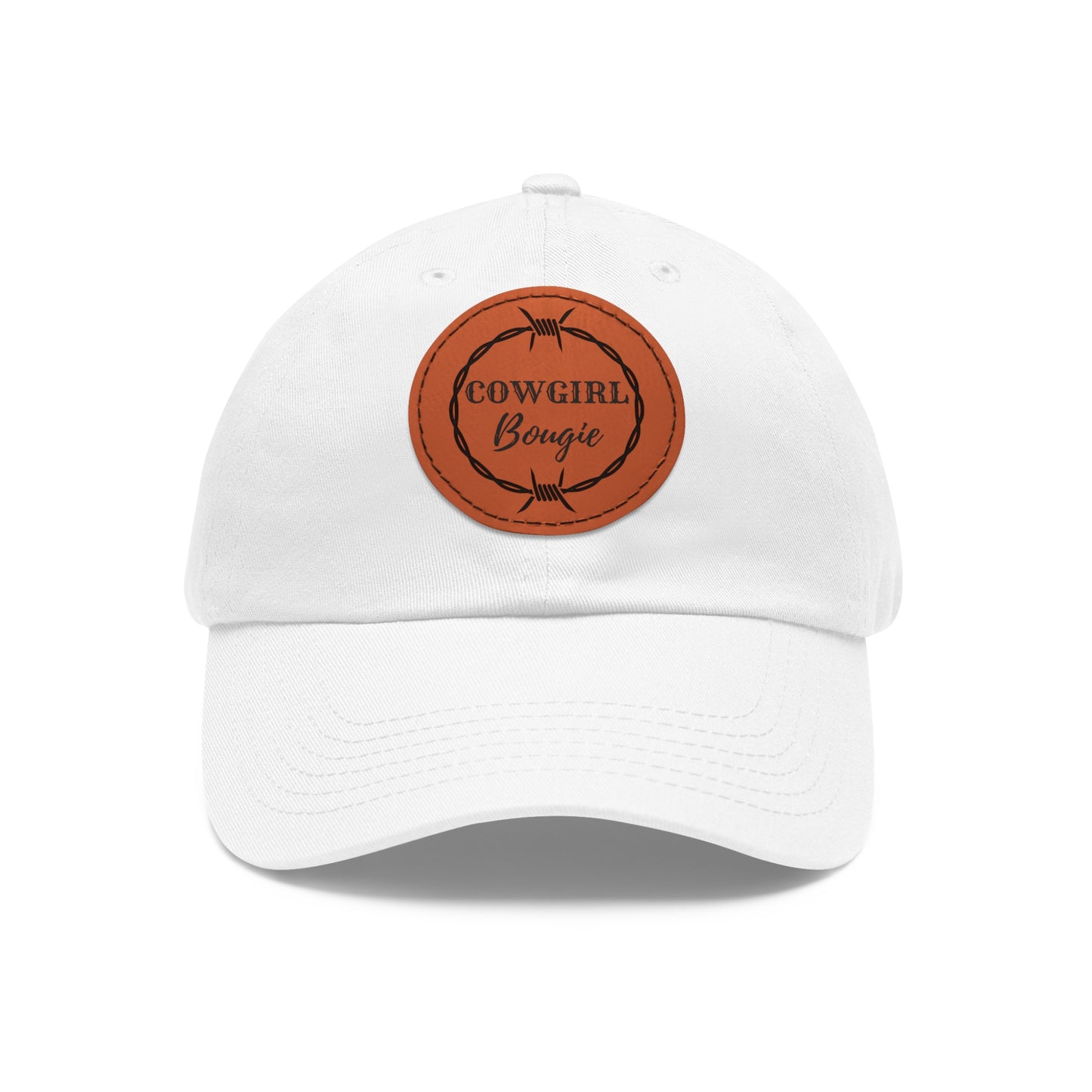 Cowgirl Bougie Barbed Wire Circle Logo Hat with Leather Patch (Round)