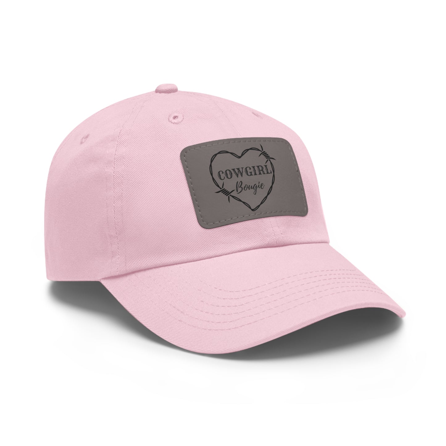 Cowgirl Bougie Barbed Wire Heart Logo Hat with Leather Patch (Rectangle)
