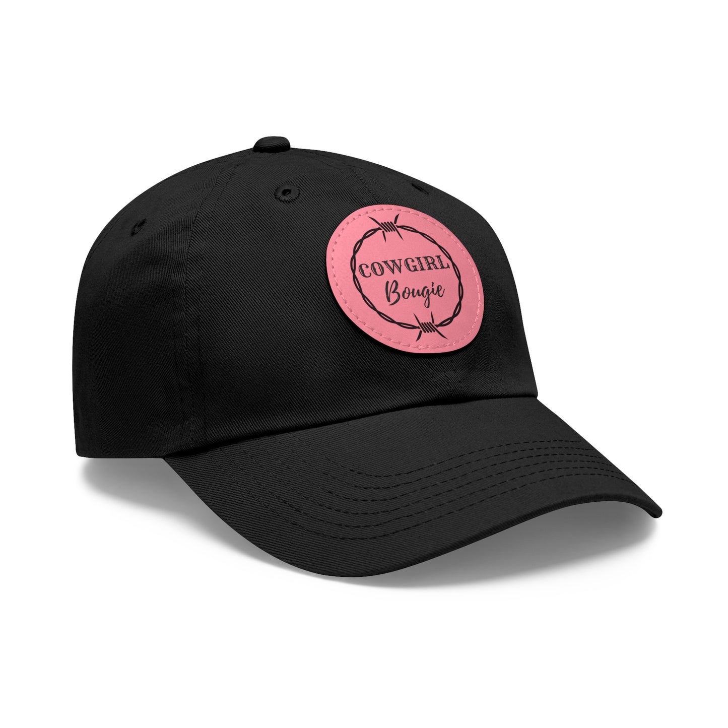 Cowgirl Bougie Barbed Wire Circle Logo Hat with Leather Patch (Round)
