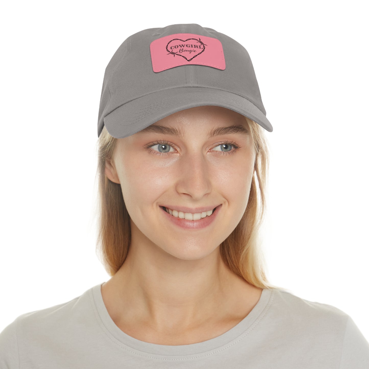Cowgirl Bougie Barbed Wire Heart Logo Hat with Leather Patch (Rectangle)