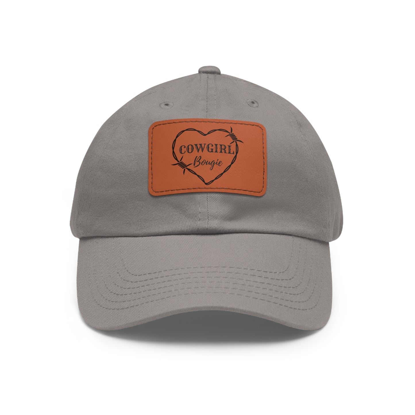 Cowgirl Bougie Barbed Wire Heart Logo Hat with Leather Patch (Rectangle)