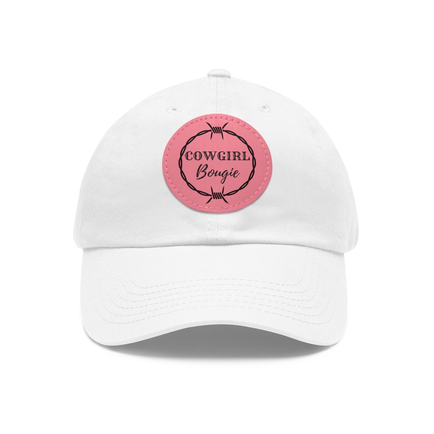 Cowgirl Bougie Barbed Wire Circle Logo Hat with Leather Patch (Round)