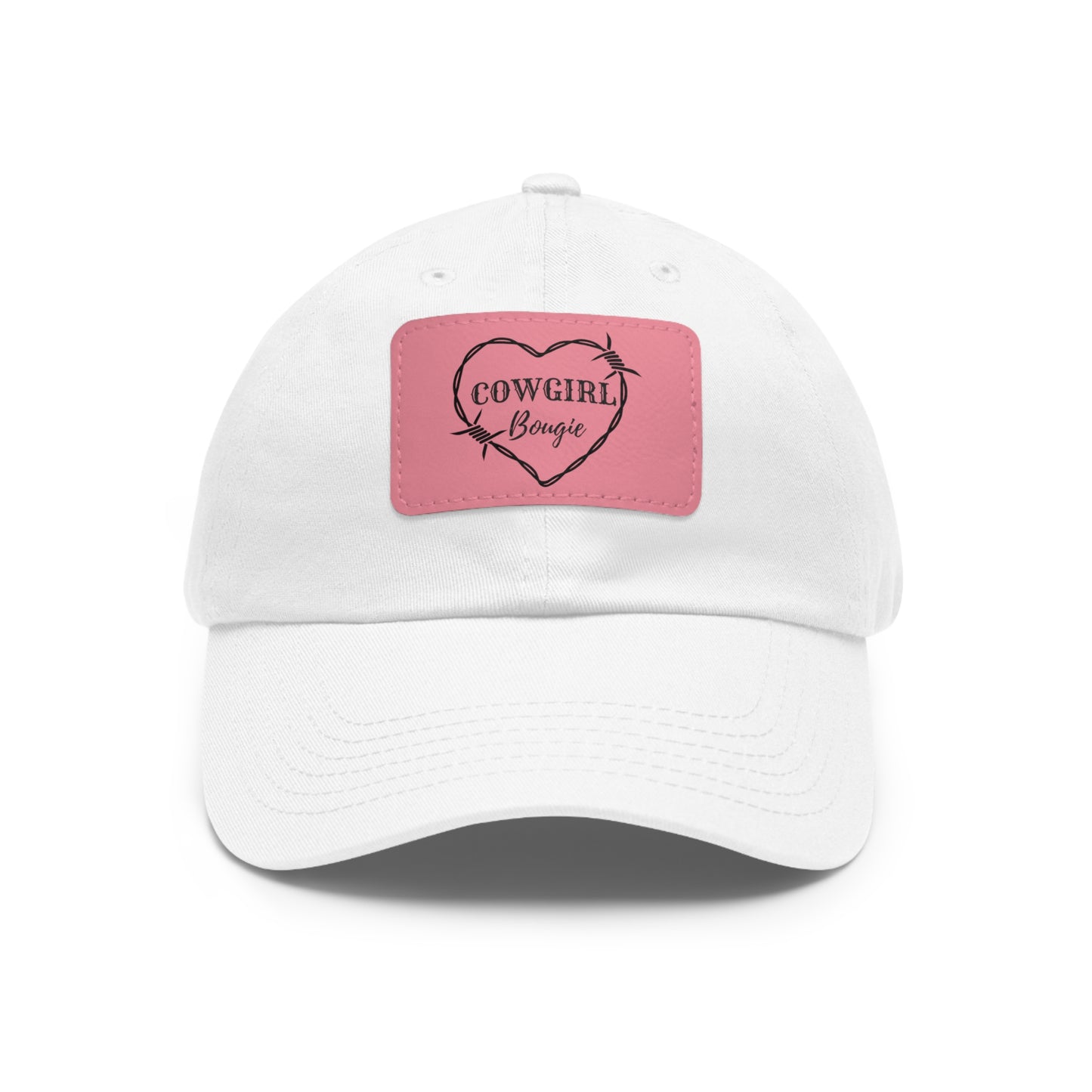 Cowgirl Bougie Barbed Wire Heart Logo Hat with Leather Patch (Rectangle)