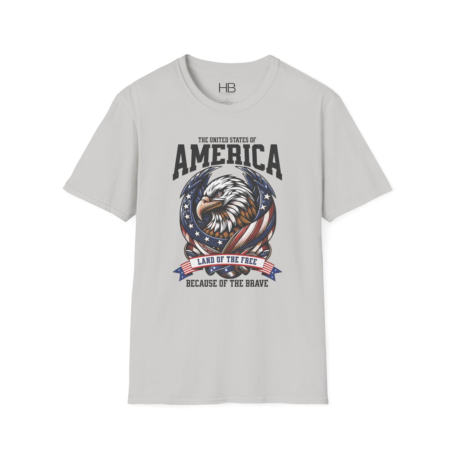 Land Of The Free Unisex Softstyle T-Shirt Black Letter