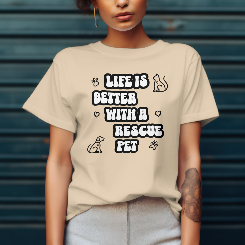 Life Is Better with a Rescue Pet Unisex Softstyle T-Shirt