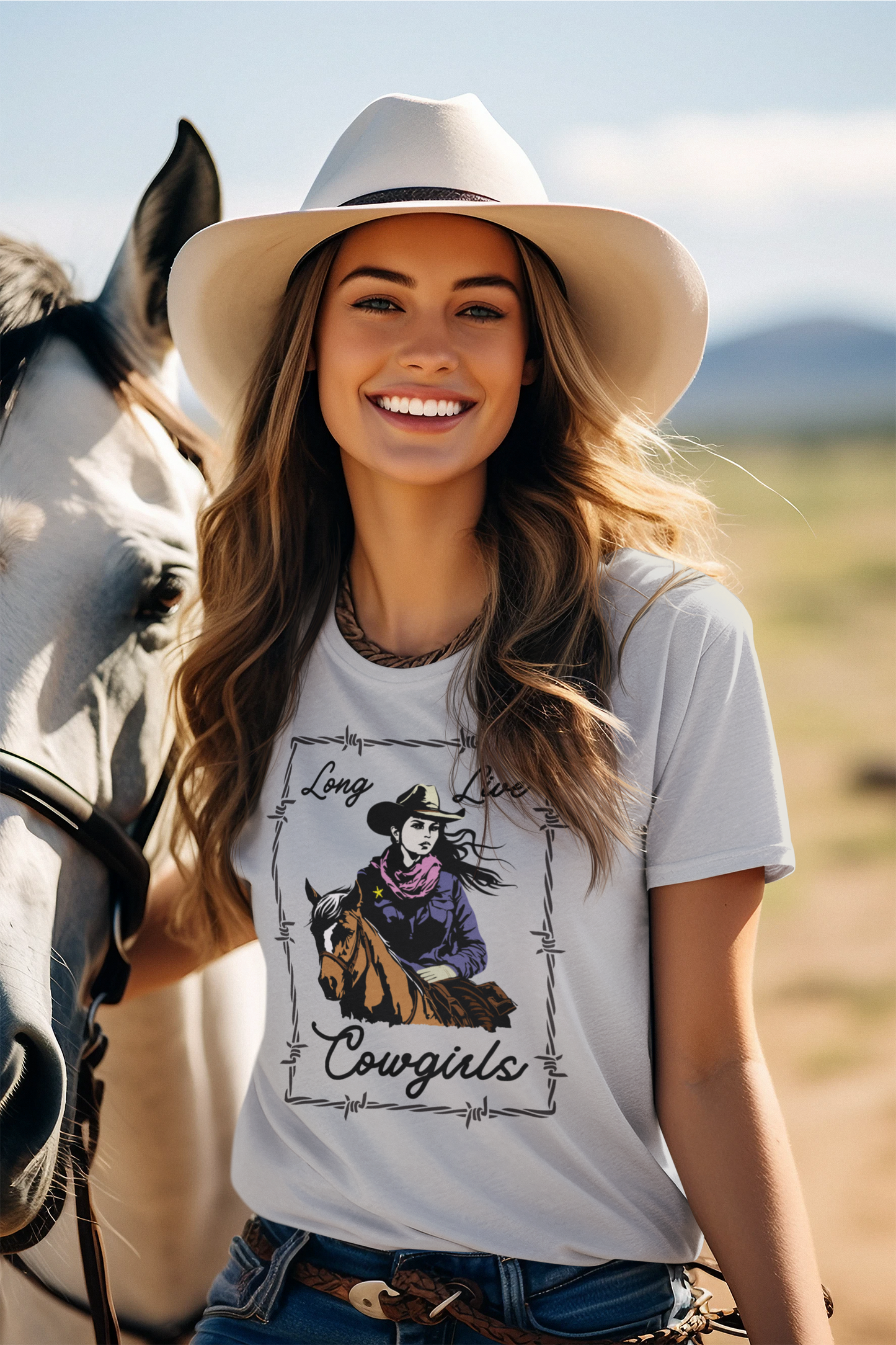 Long Live Cowgirls Barbed Wire Unisex Softstyle T-Shirt