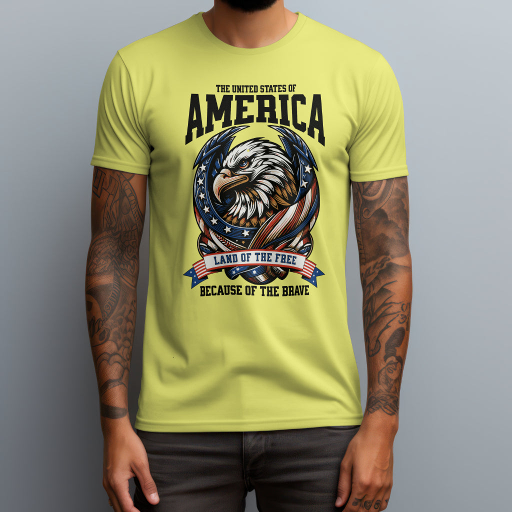 Land Of The Free Unisex Softstyle T-Shirt Black Letter