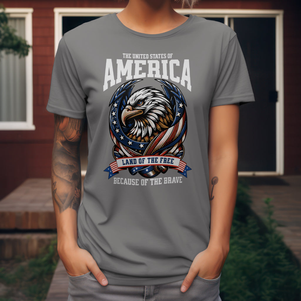 Land Of The Free Unisex Softstyle T-Shirt Black Letter