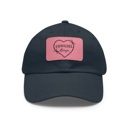 Cowgirl Bougie Barbed Wire Heart Logo Hat with Leather Patch (Rectangle)