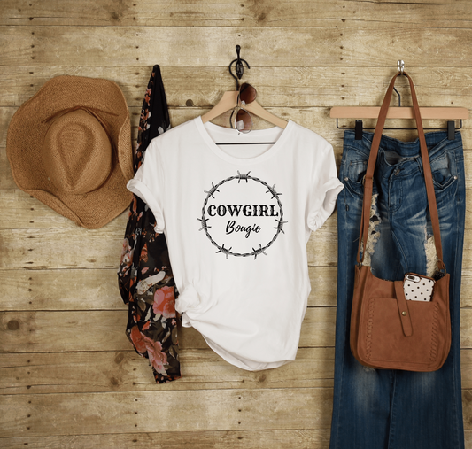 Cowgirl Bougie Barbed Wire Black Circle Unisex Softstyle T-Shirt