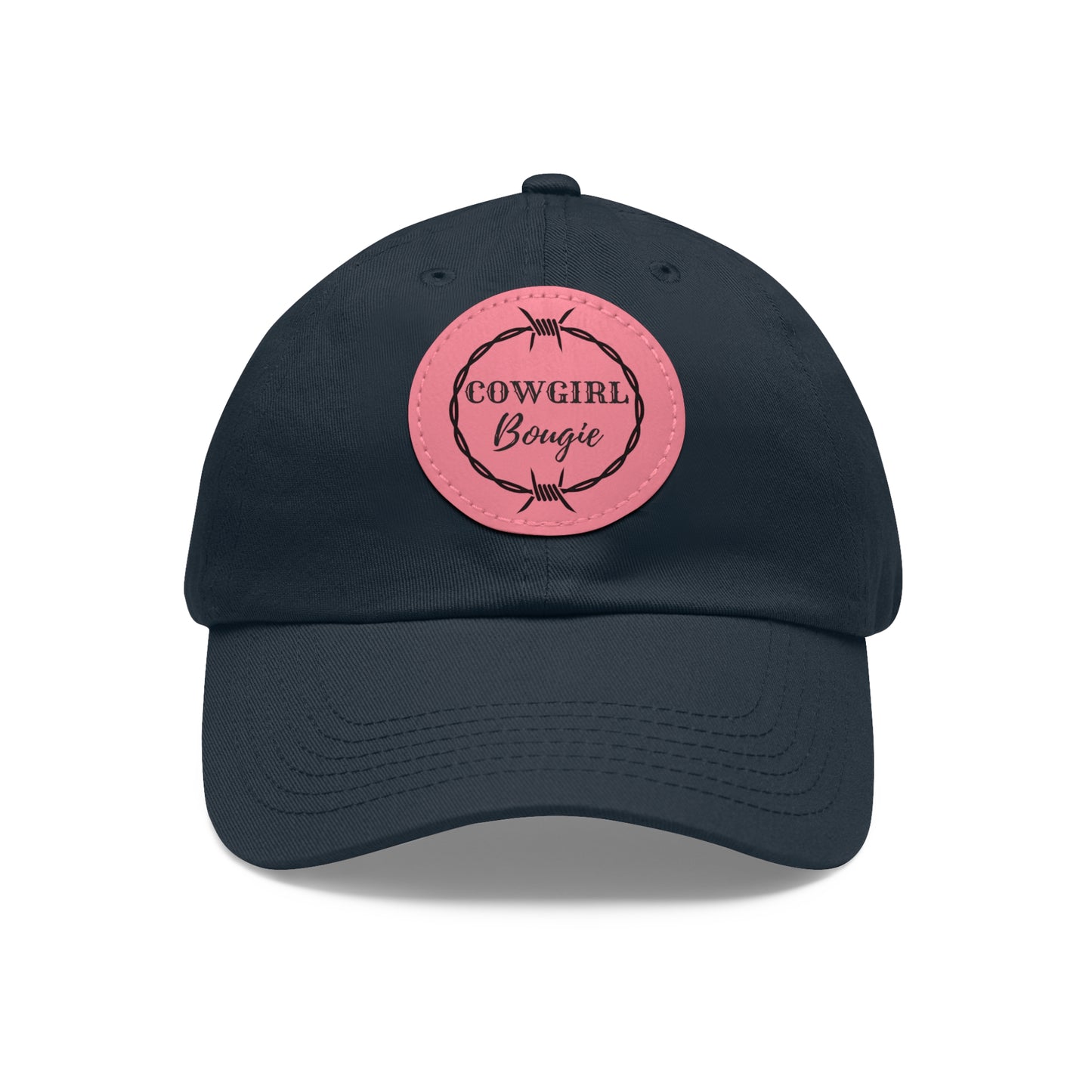 Cowgirl Bougie Barbed Wire Circle Logo Hat with Leather Patch (Round)